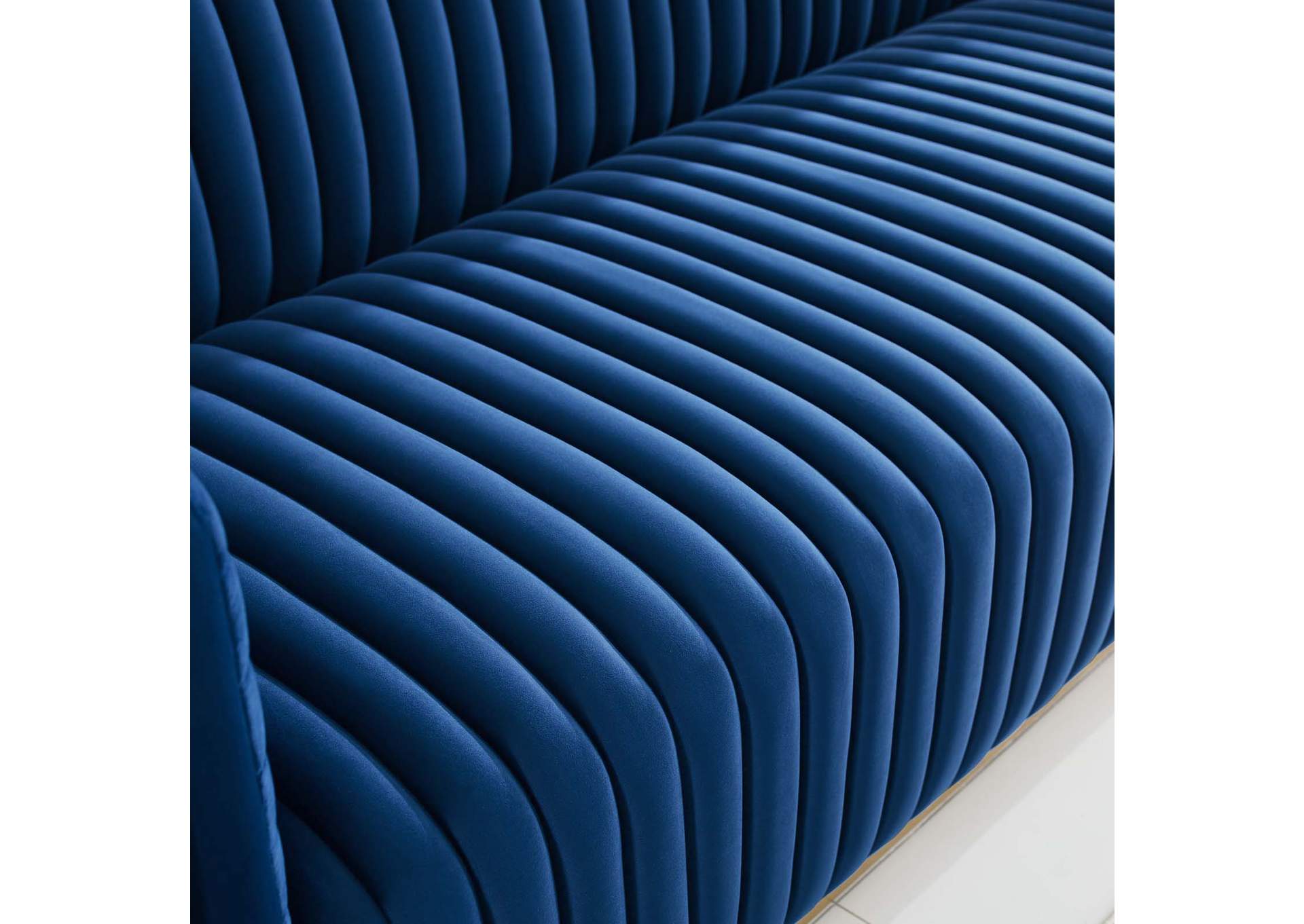 Navy Charisma Channel Tufted Performance Velvet Living Room Sofa,Modway