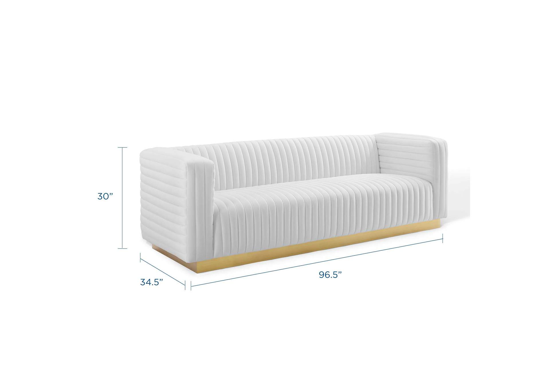 White Charisma Channel Tufted Performance Velvet Living Room Sofa,Modway