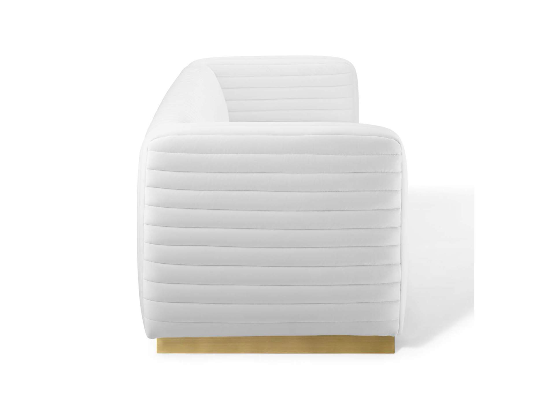 White Charisma Channel Tufted Performance Velvet Living Room Sofa,Modway