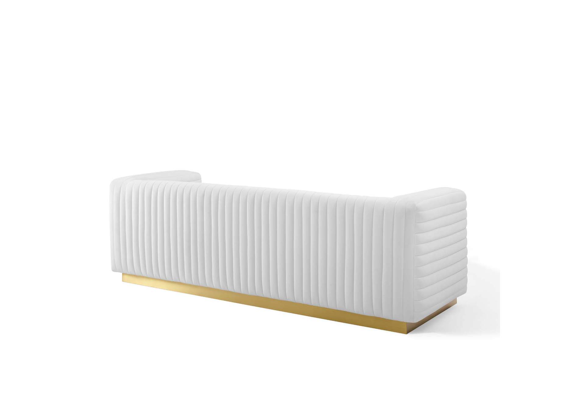 White Charisma Channel Tufted Performance Velvet Living Room Sofa,Modway