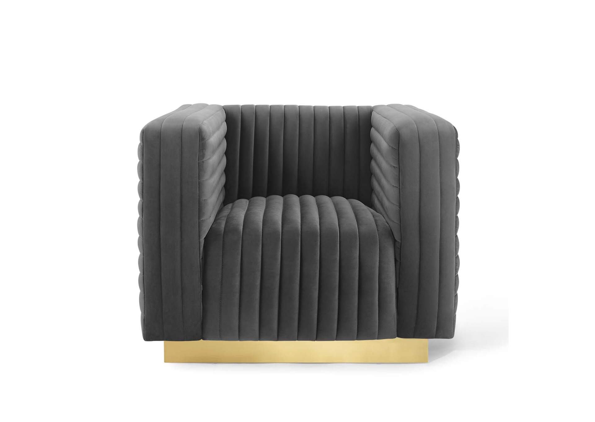 Charcoal Charisma Channel Tufted Performance Velvet Accent Arm Chair,Modway