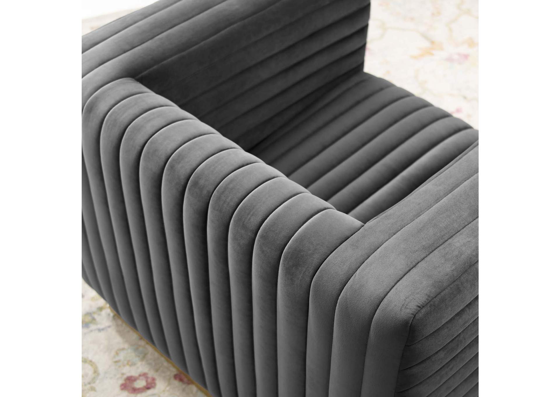 Charcoal Charisma Channel Tufted Performance Velvet Accent Arm Chair,Modway