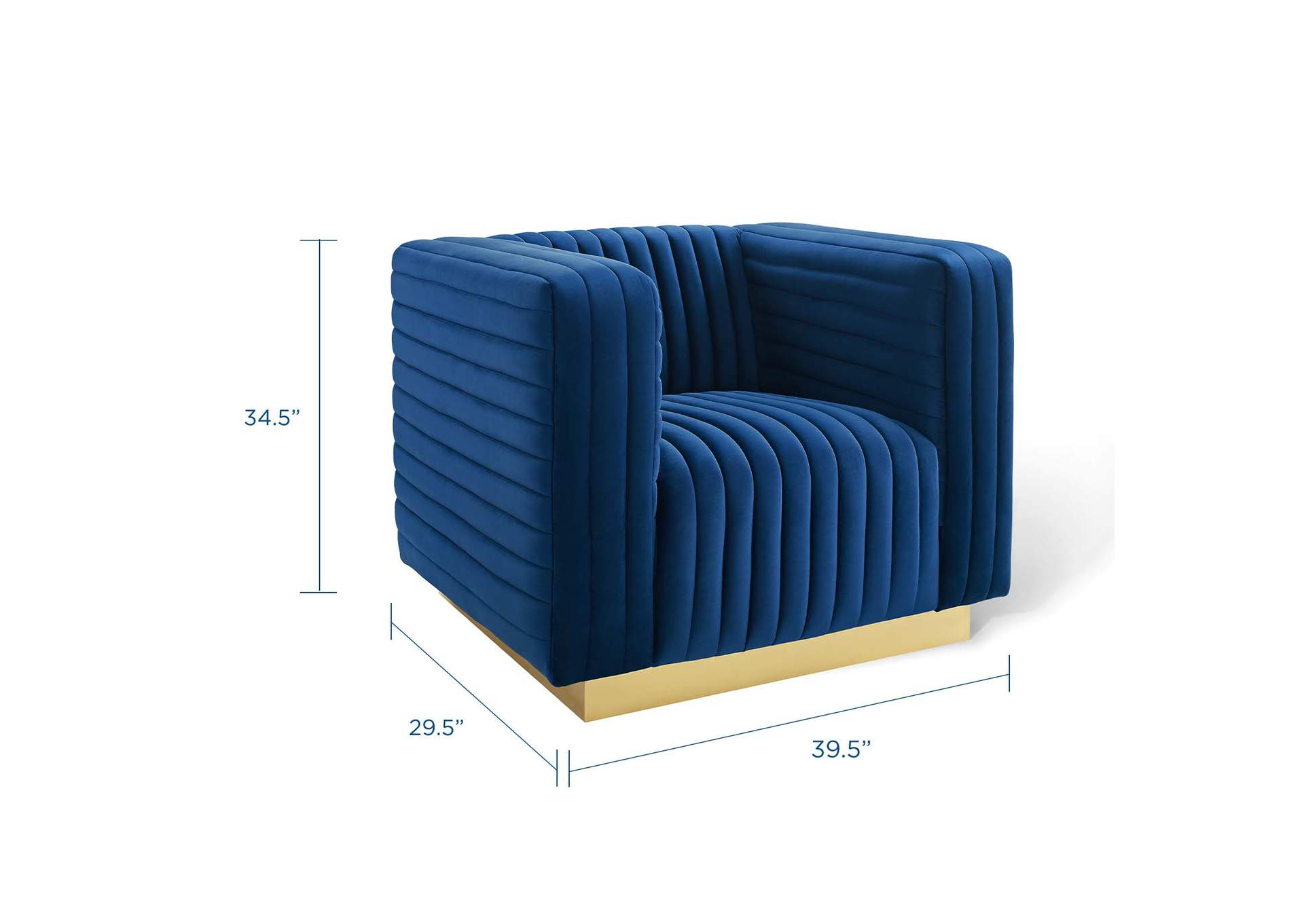 Navy Charisma Channel Tufted Performance Velvet Accent Arm Chair,Modway