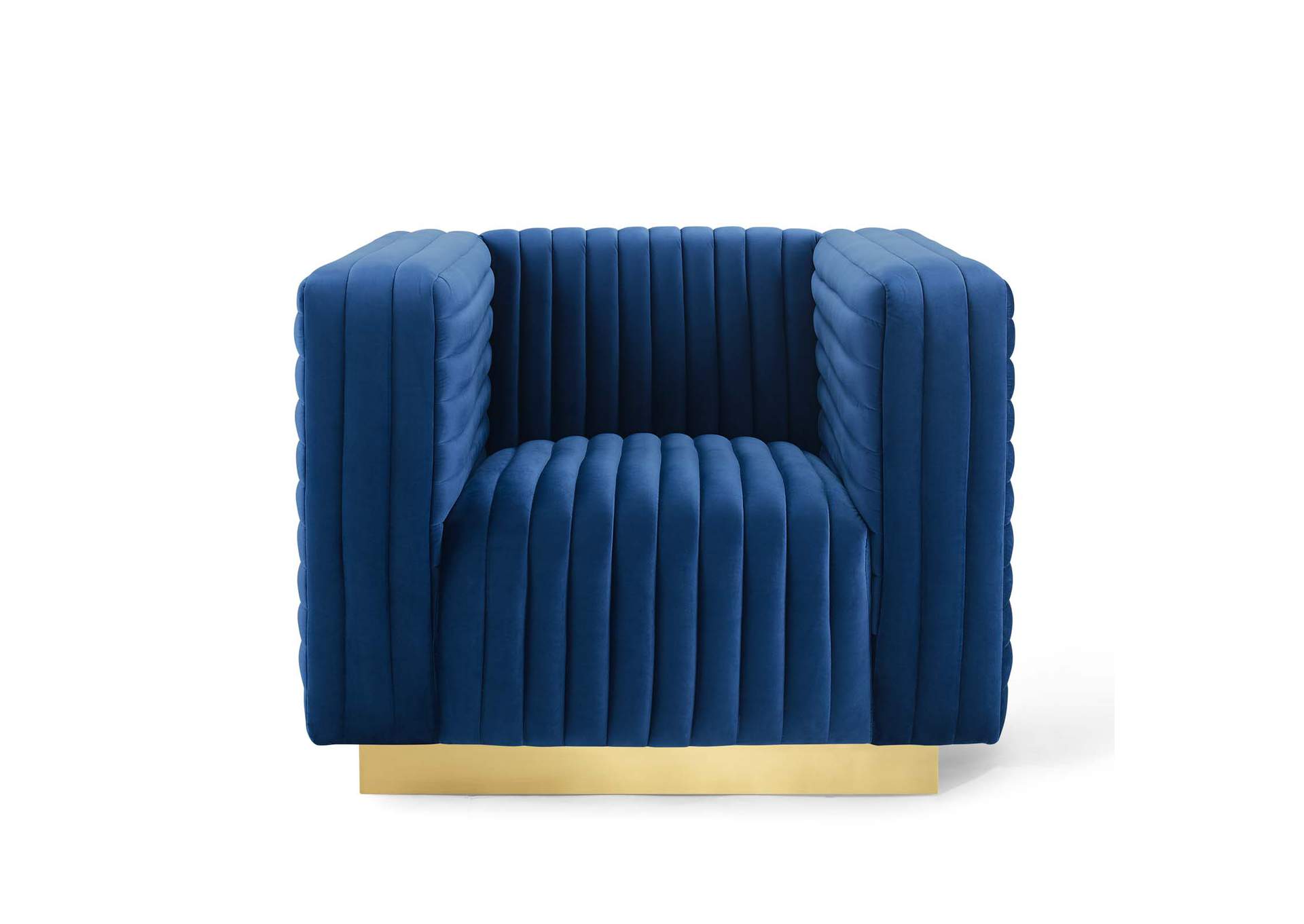 Navy Charisma Channel Tufted Performance Velvet Accent Arm Chair,Modway