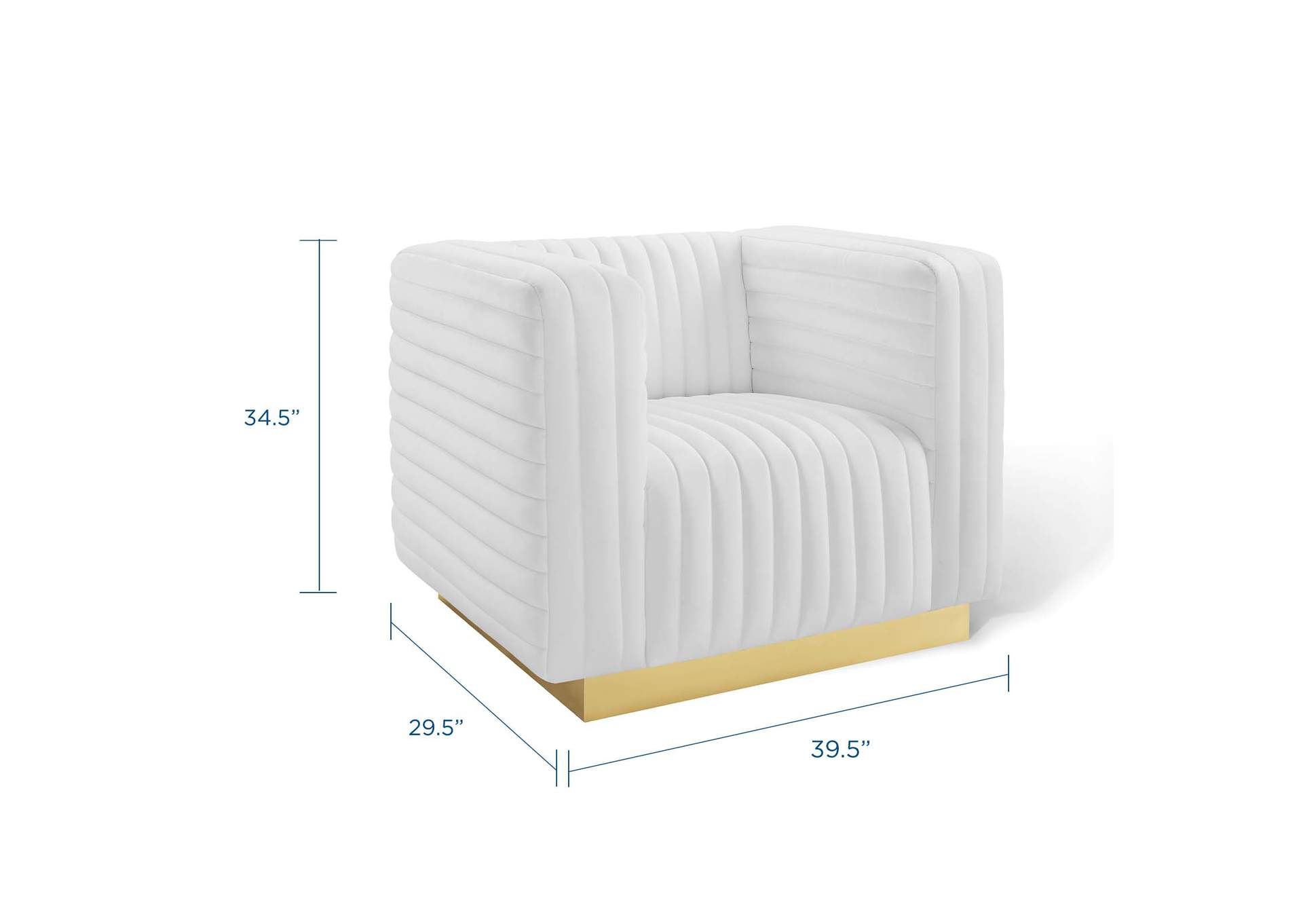 White Charisma Channel Tufted Performance Velvet Accent Arm Chair,Modway