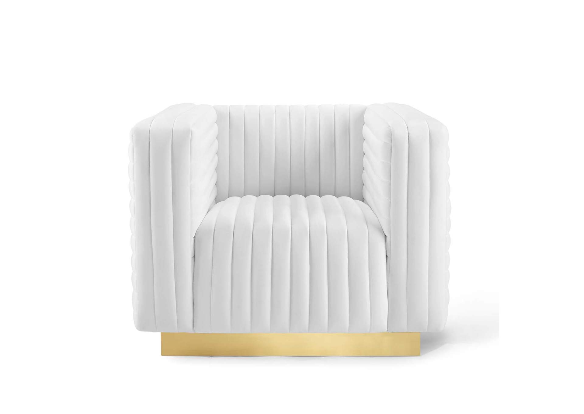 White Charisma Channel Tufted Performance Velvet Accent Arm Chair,Modway