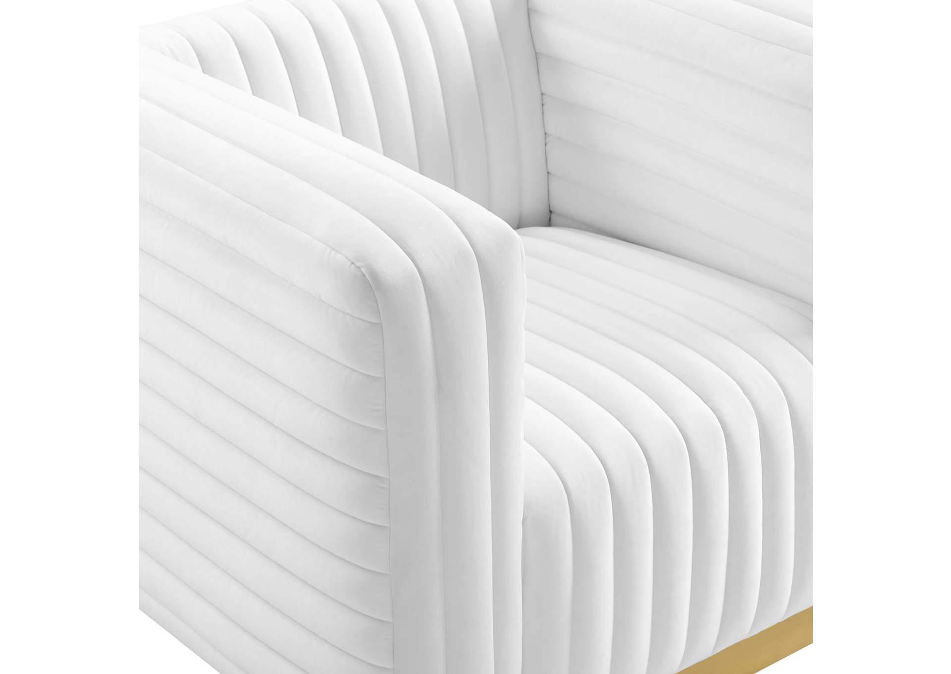 White Charisma Channel Tufted Performance Velvet Accent Arm Chair,Modway