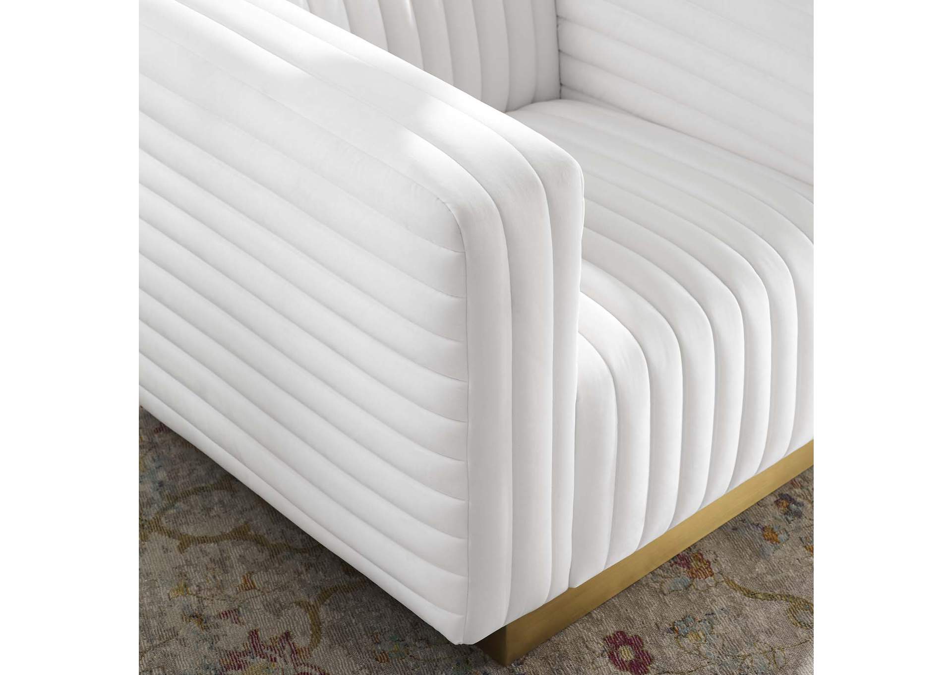 White Charisma Channel Tufted Performance Velvet Accent Arm Chair,Modway