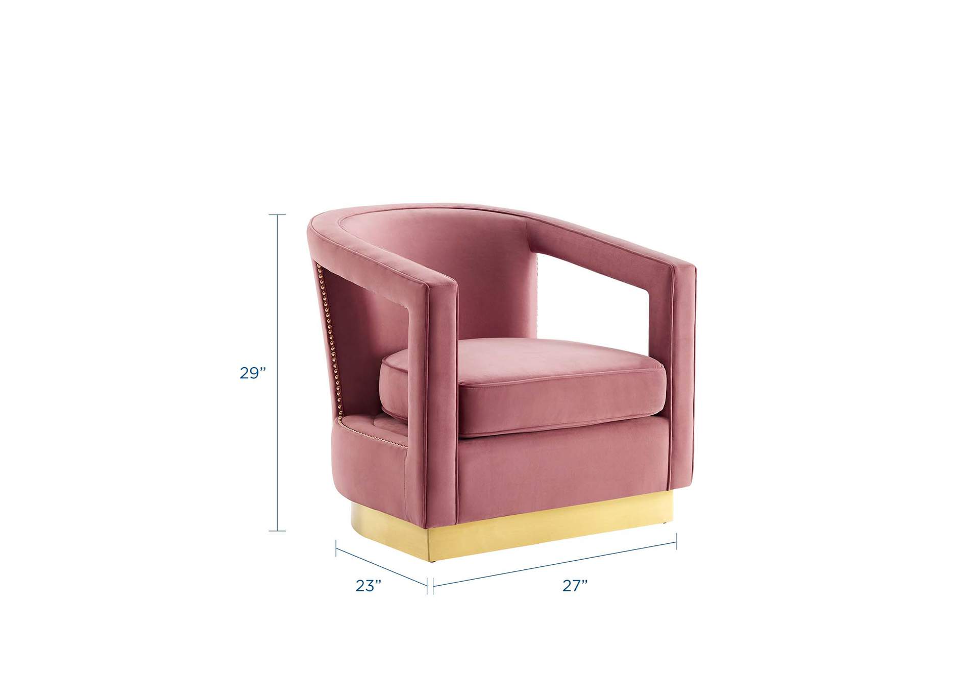 Dusty Rose Frolick Performance Velvet Arm Chair,Modway