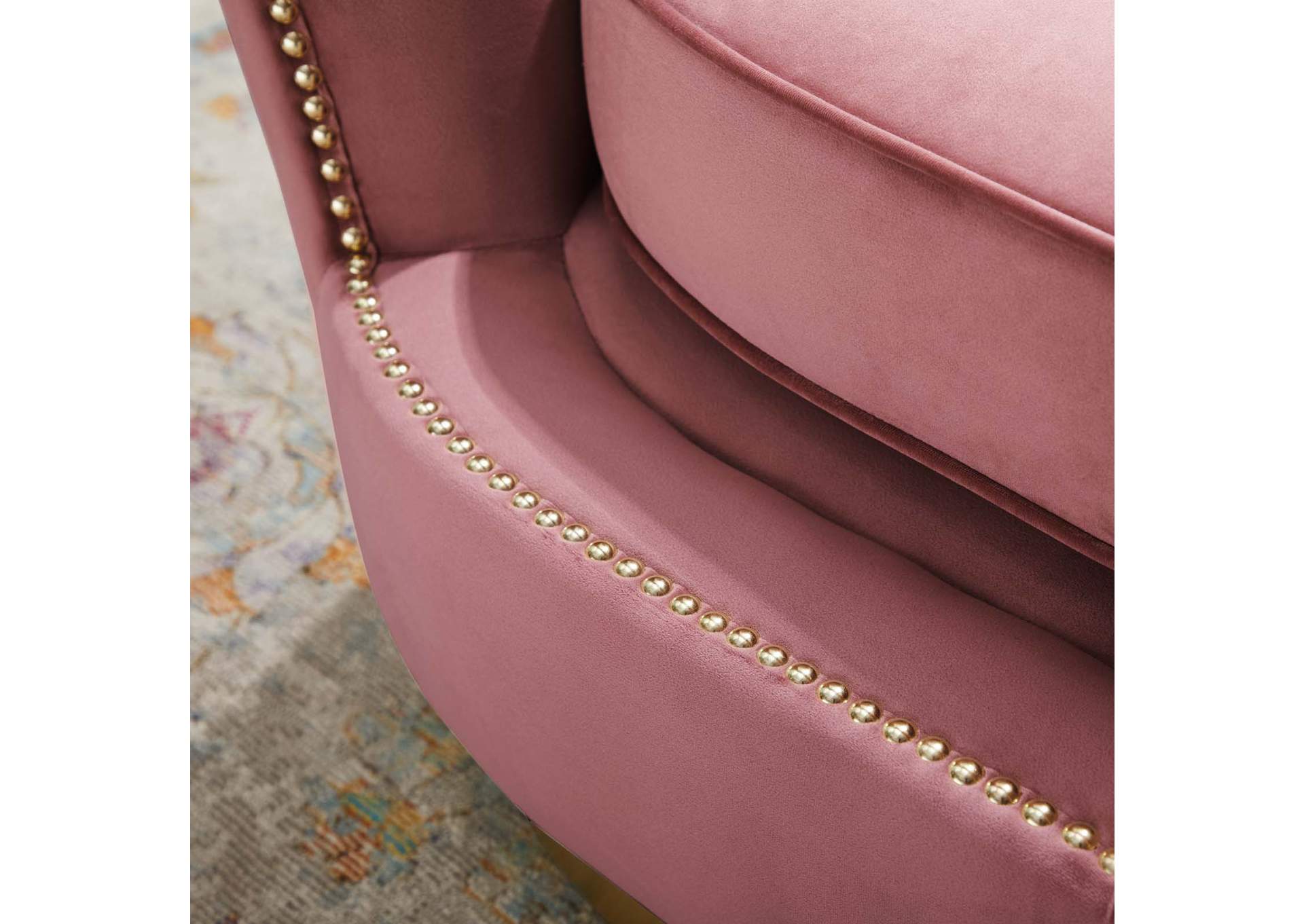 Dusty Rose Frolick Performance Velvet Arm Chair,Modway