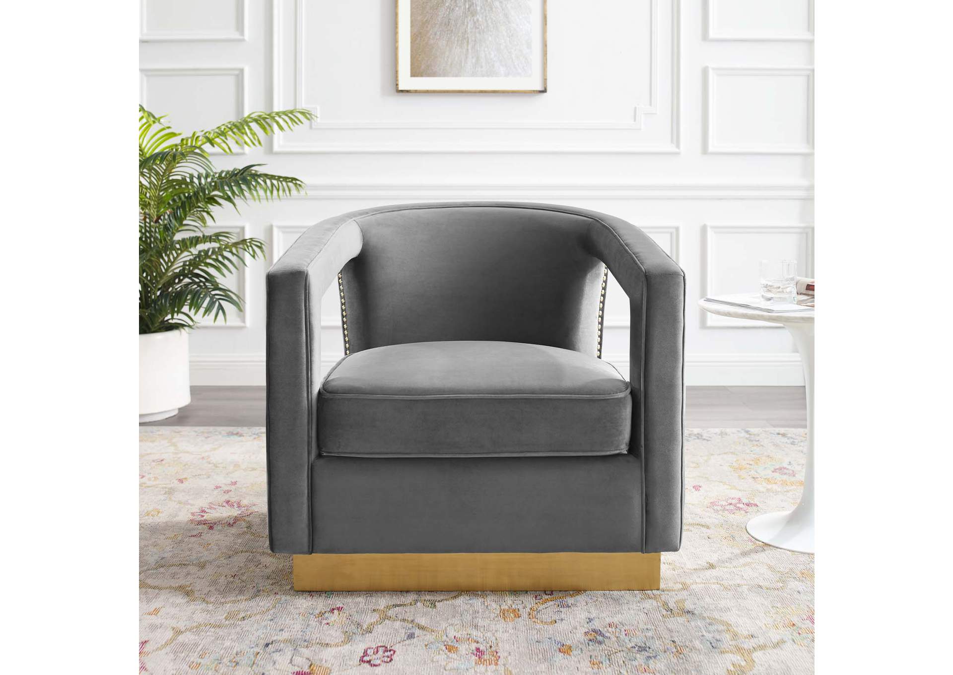 Gray Frolick Performance Velvet Arm Chair,Modway