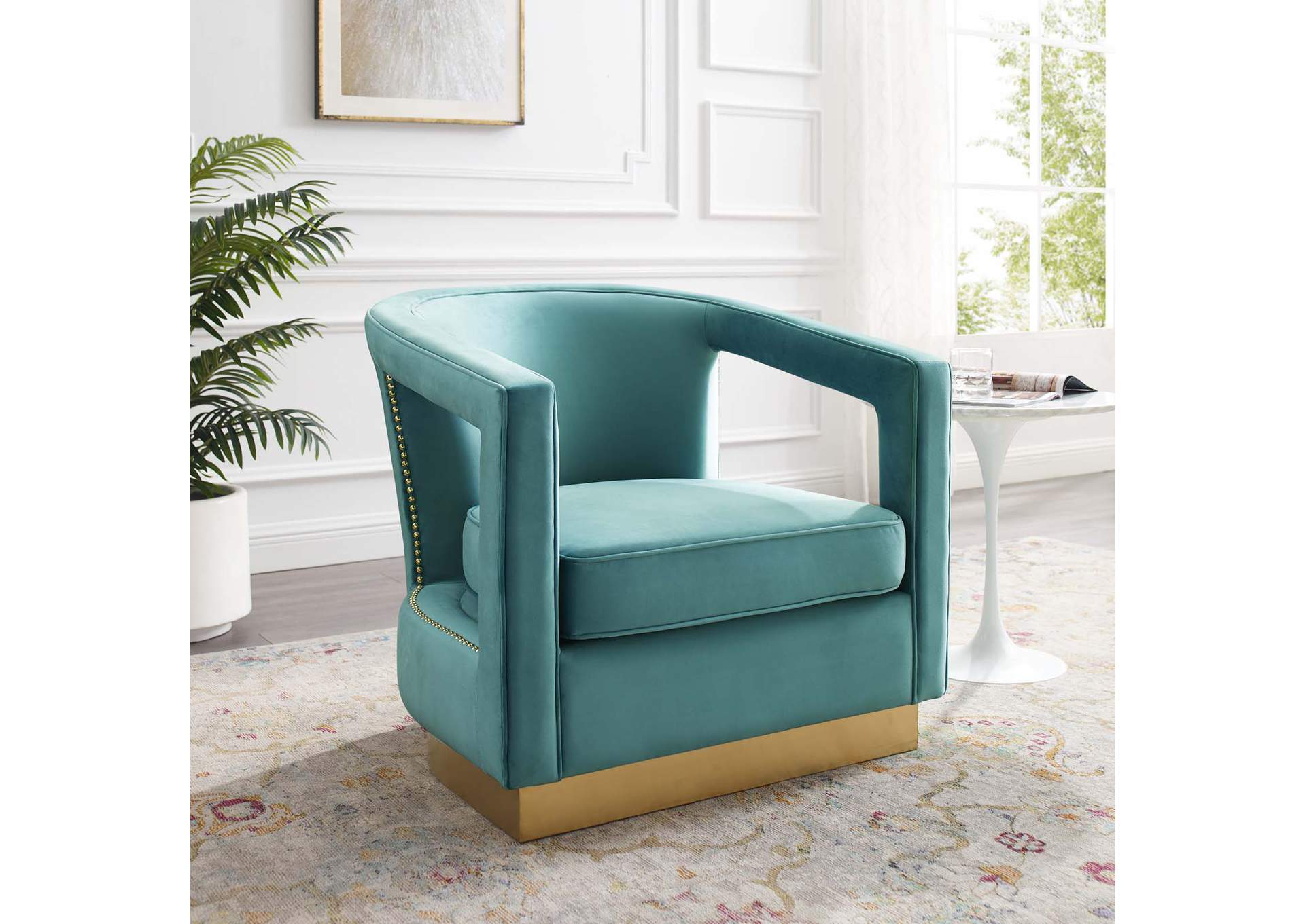 Mint Frolick Performance Velvet Arm Chair,Modway