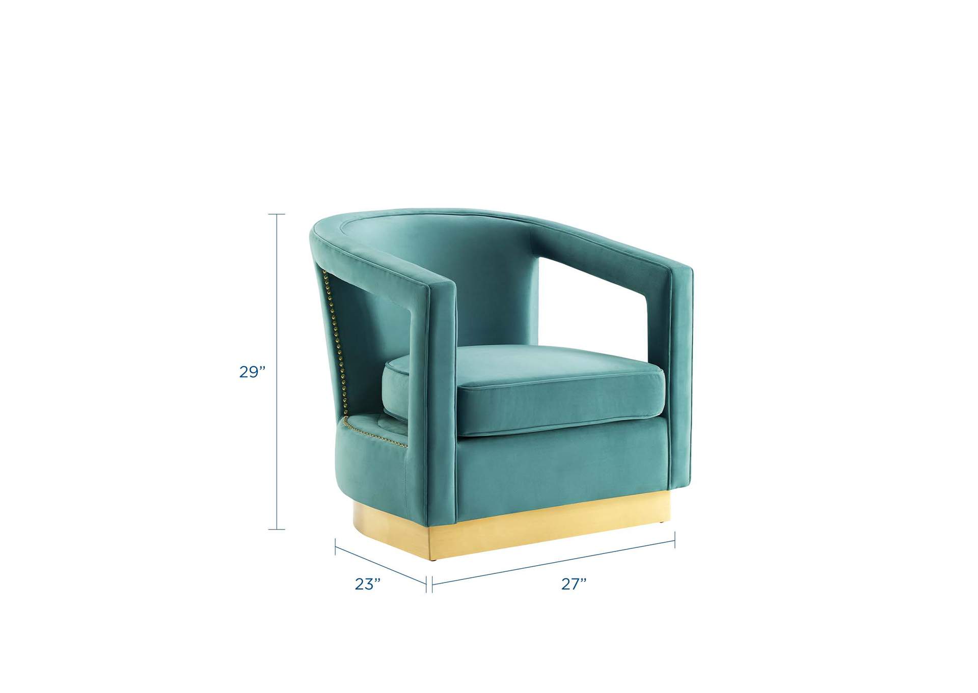 Mint Frolick Performance Velvet Arm Chair,Modway