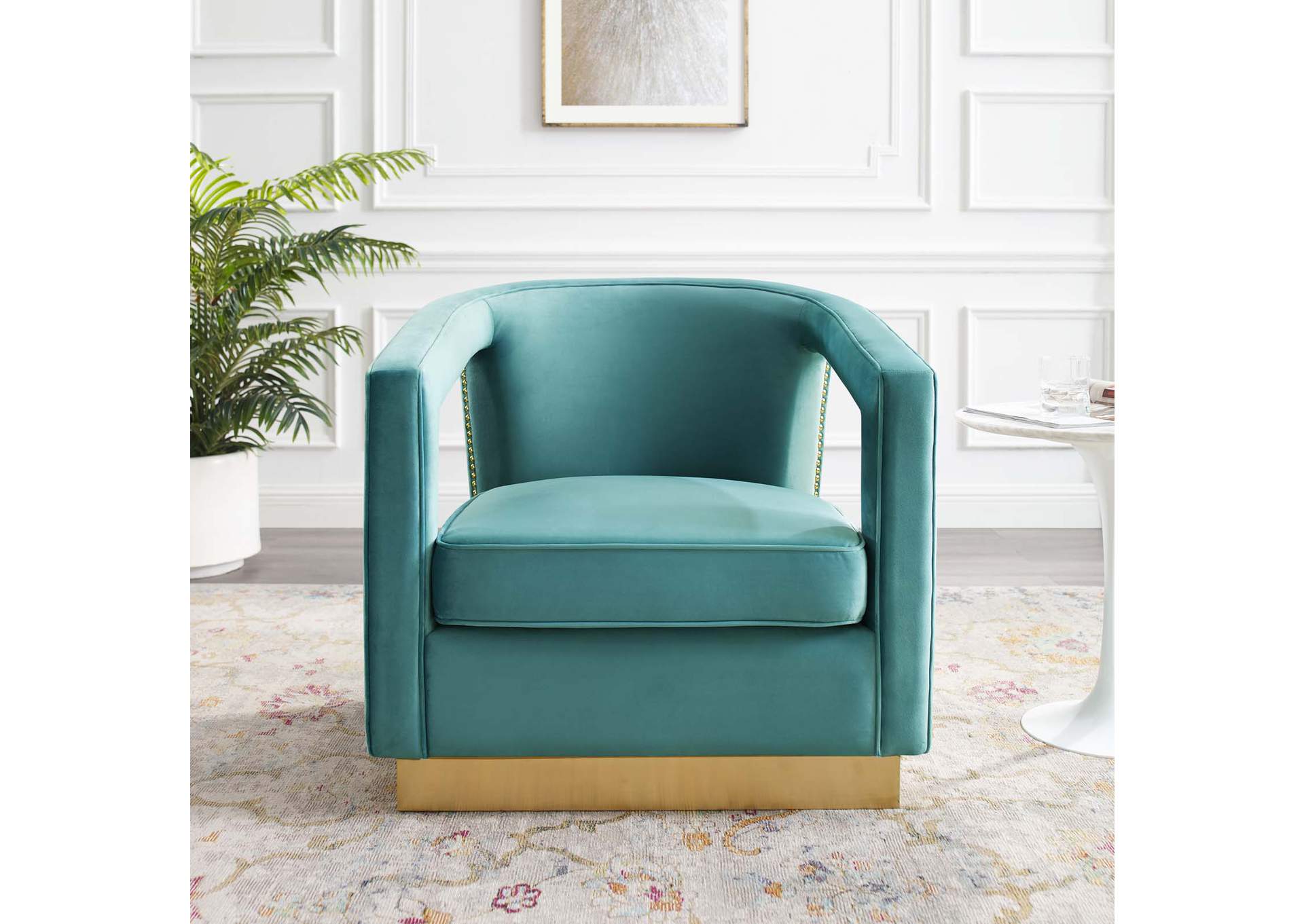 Mint Frolick Performance Velvet Arm Chair,Modway