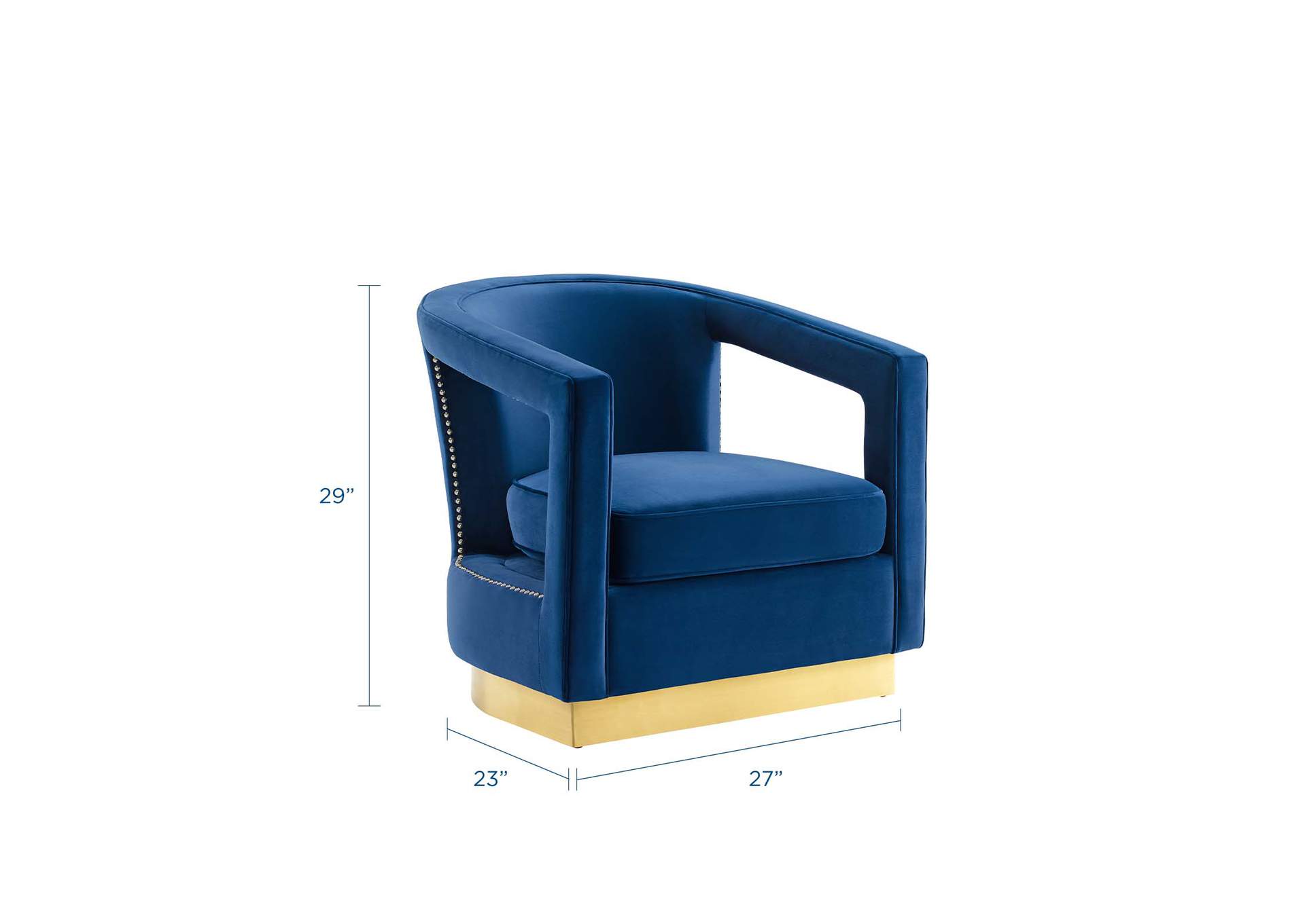 Navy Frolick Performance Velvet Arm Chair,Modway