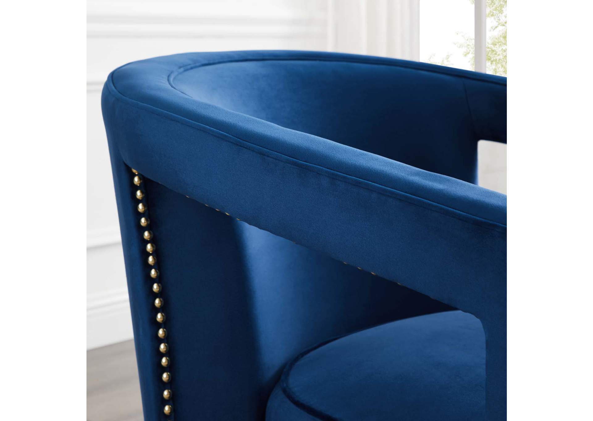 Navy Frolick Performance Velvet Arm Chair,Modway