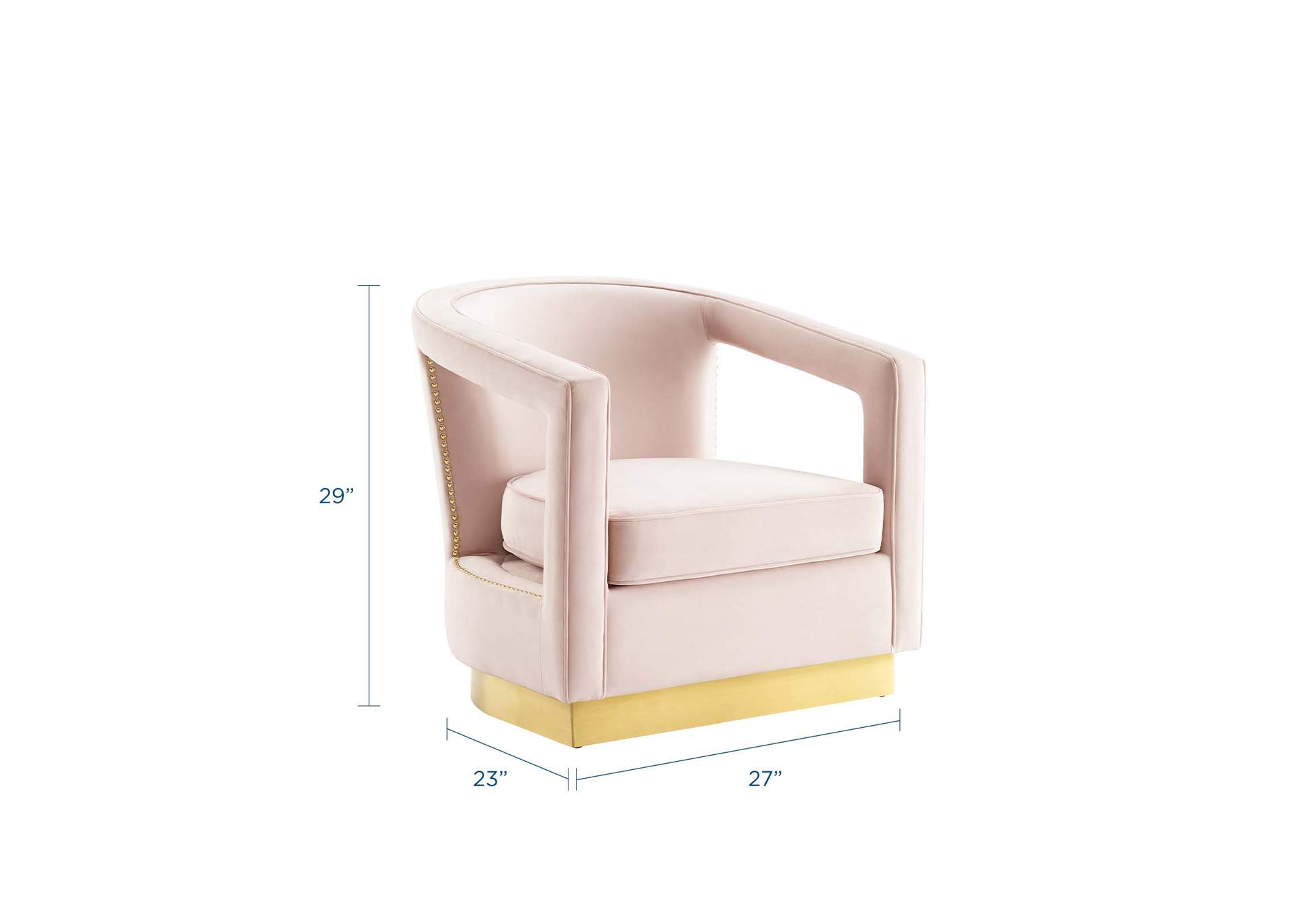 Pink Frolick Performance Velvet Arm Chair,Modway