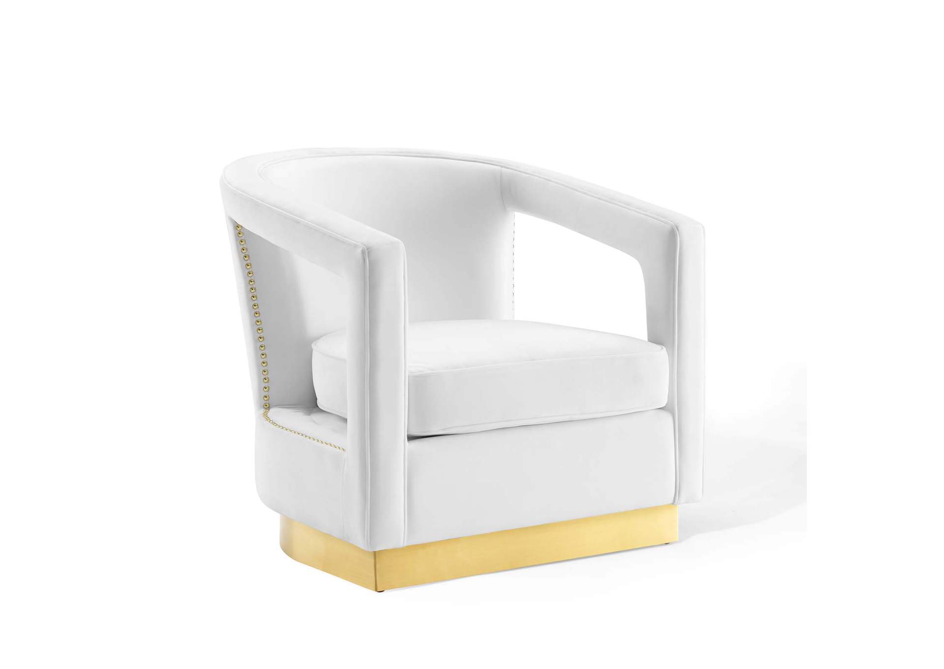 White Frolick Performance Velvet Arm Chair,Modway