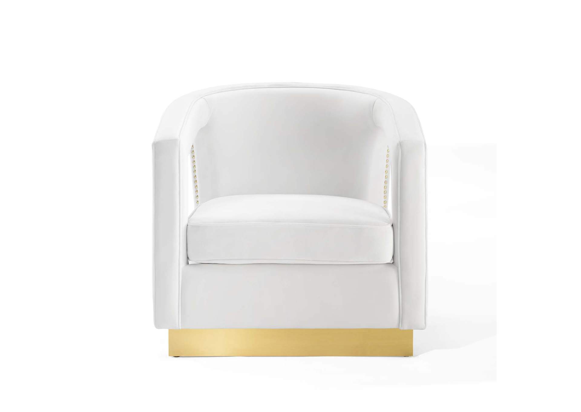 White Frolick Performance Velvet Arm Chair,Modway