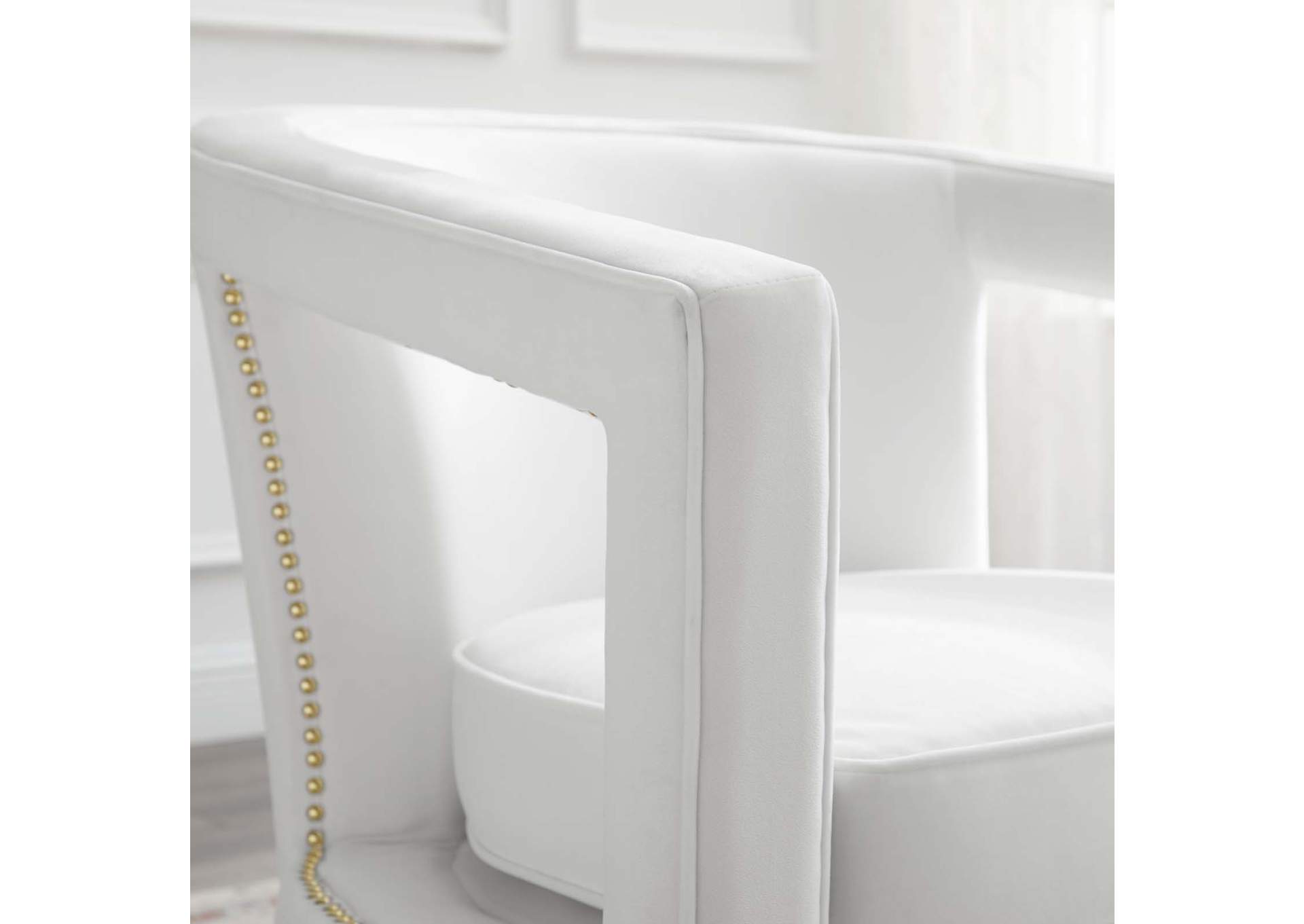 White Frolick Performance Velvet Arm Chair,Modway