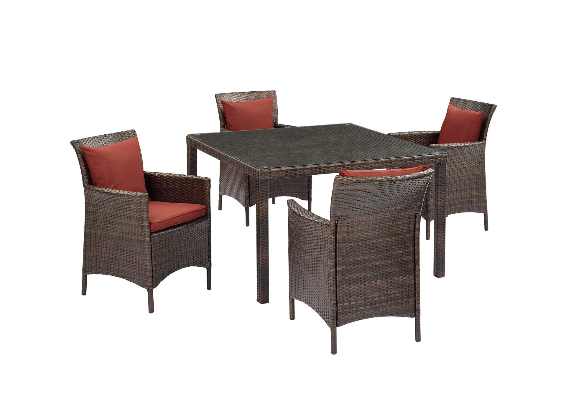 Brown Currant Conduit 5 Piece Outdoor Patio Wicker Rattan Set,Modway