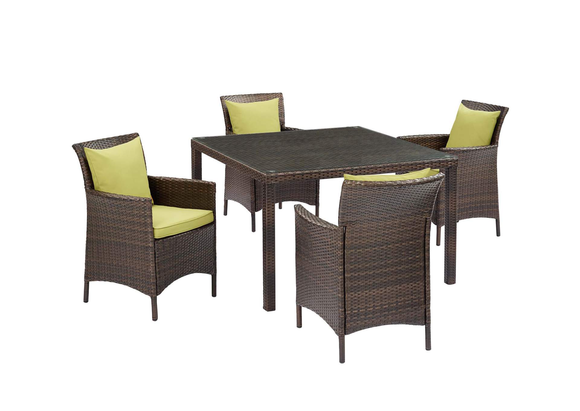 Brown Peridot Conduit 5 Piece Outdoor Patio Wicker Rattan Set,Modway