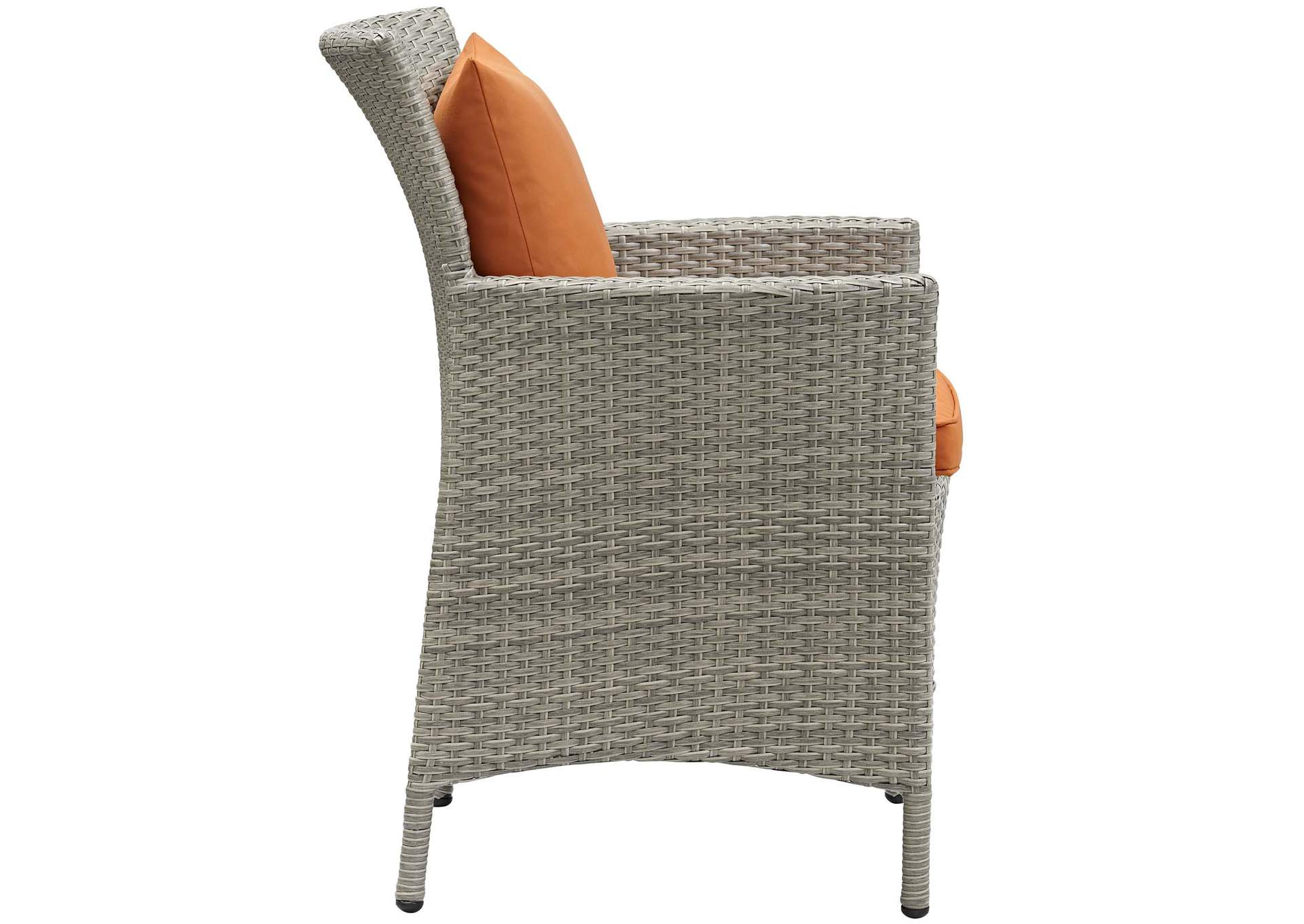 Light Gray Orange Conduit 5 Piece Outdoor Patio Wicker Rattan Dining Set,Modway