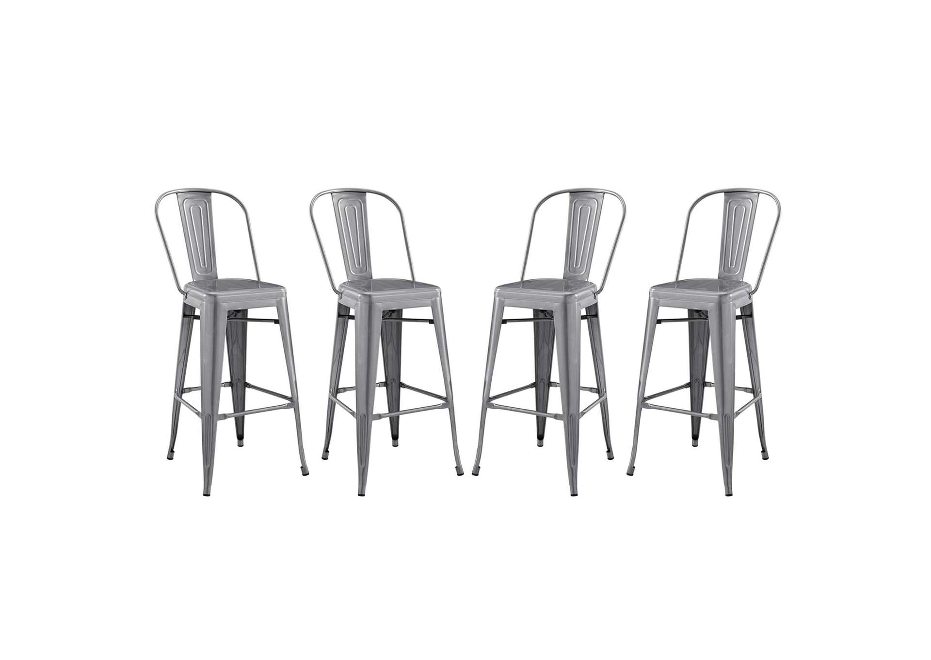 Gunmetal Promenade Bar Side Stool [Set of 4],Modway