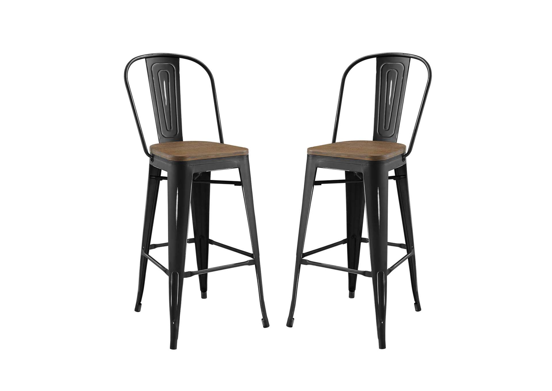 Black Promenade Bar Stool [Set of 2],Modway