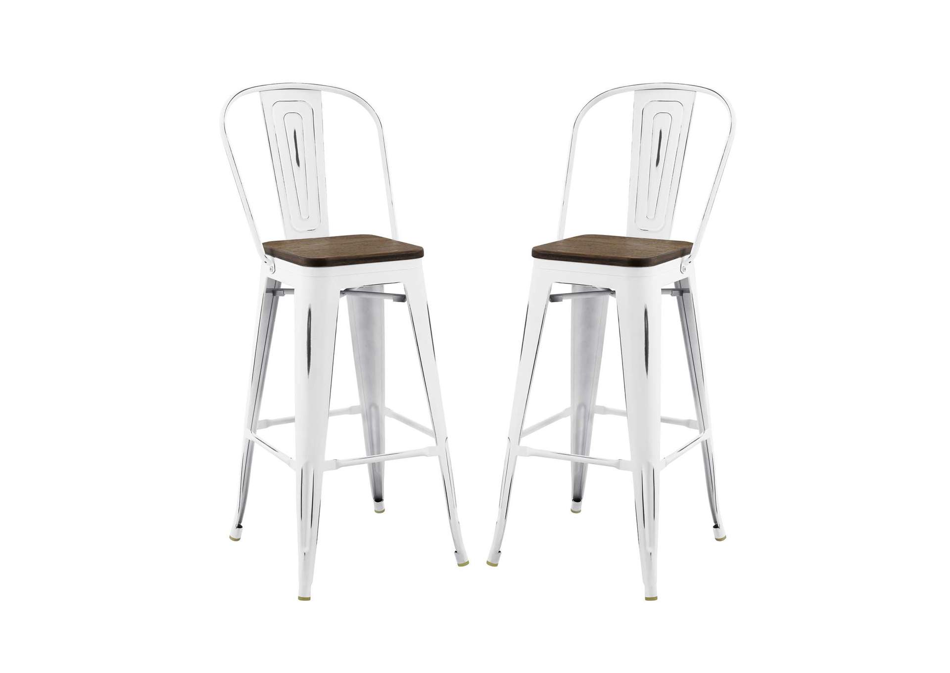 White Promenade Bar Stool Metal [Set of 2],Modway