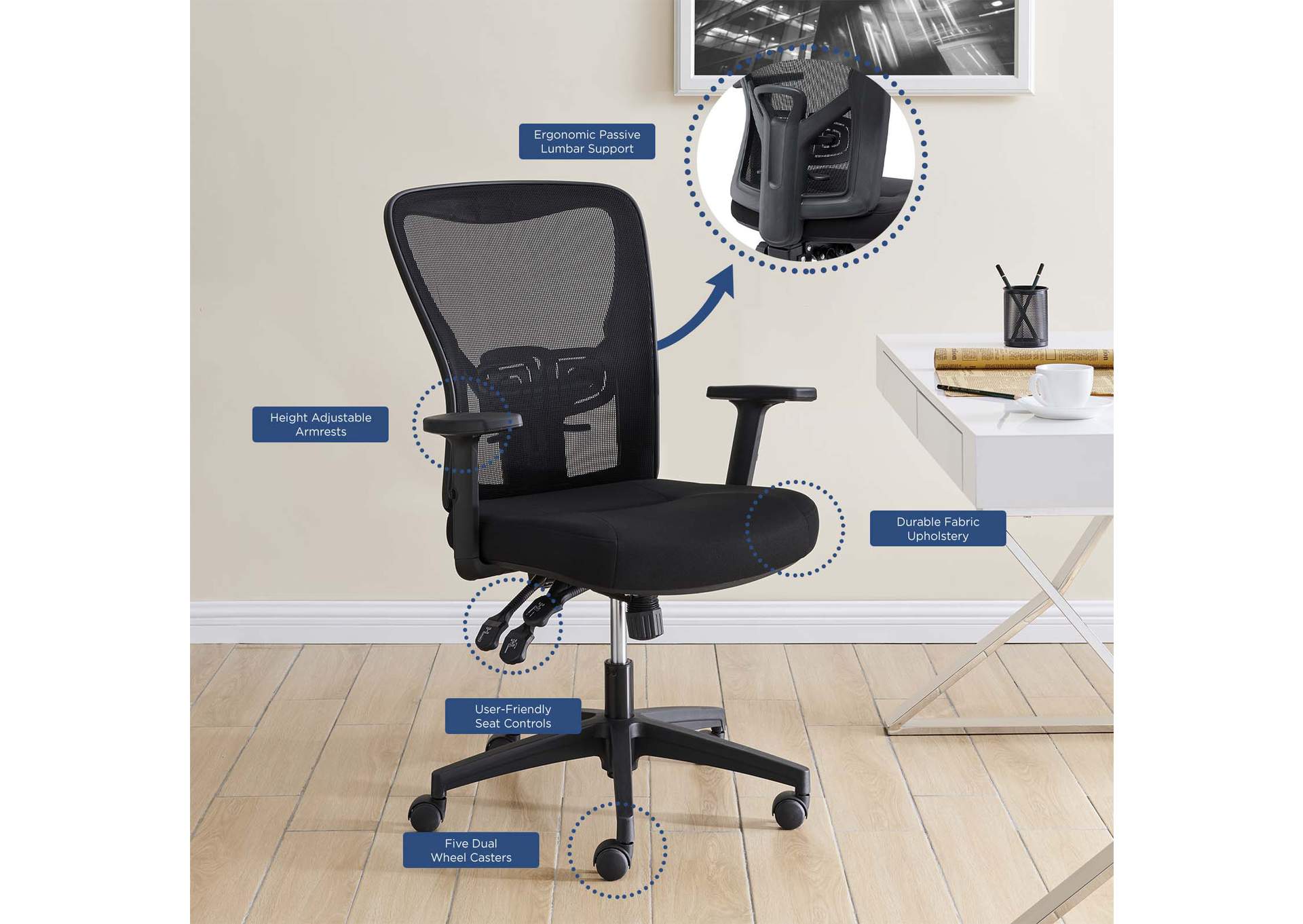 Black Define Mesh Office Chair,Modway