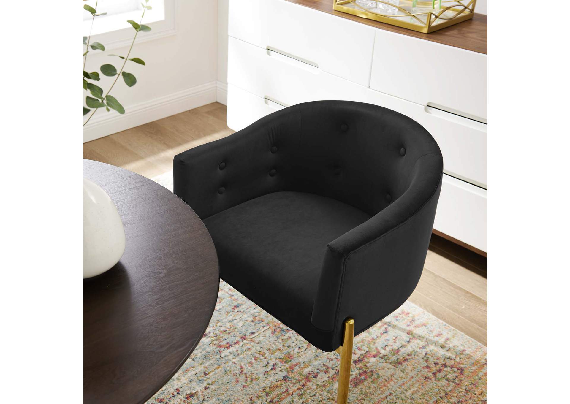 Black Savour Tufted Performance Velvet Accent Chair,Modway