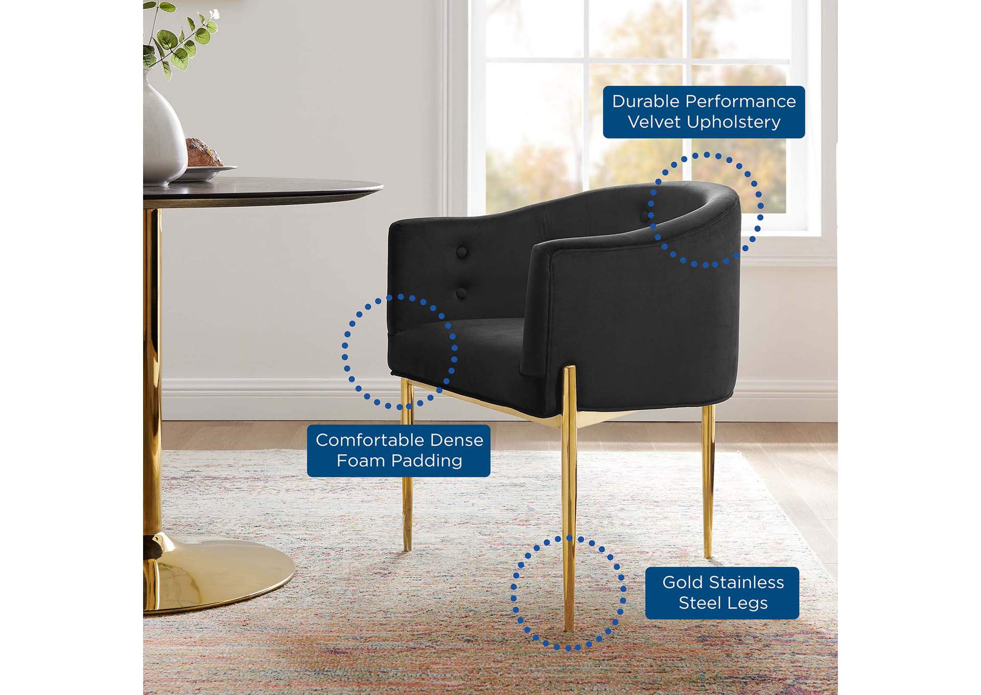 Black Savour Tufted Performance Velvet Accent Chair,Modway