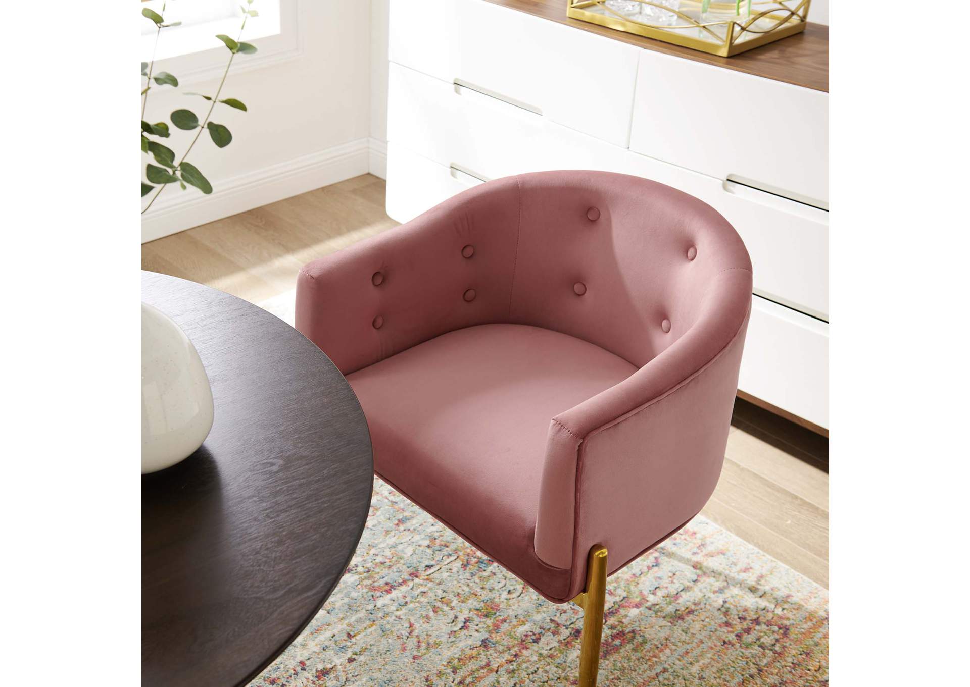 Dusty Rose Savour Tufted Performance Velvet Accent Chair,Modway