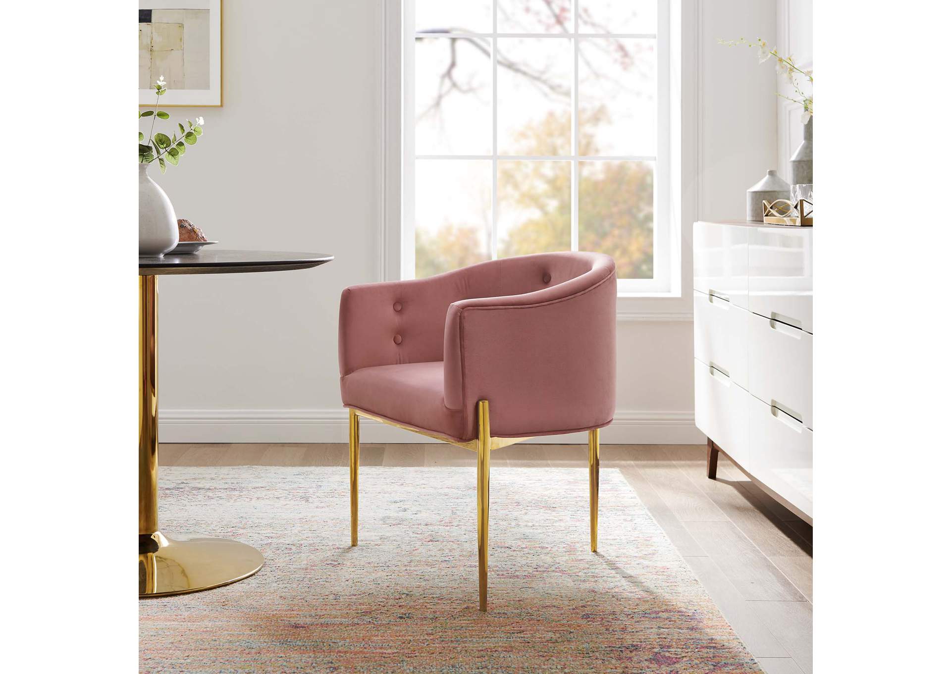 Dusty Rose Savour Tufted Performance Velvet Accent Chair,Modway