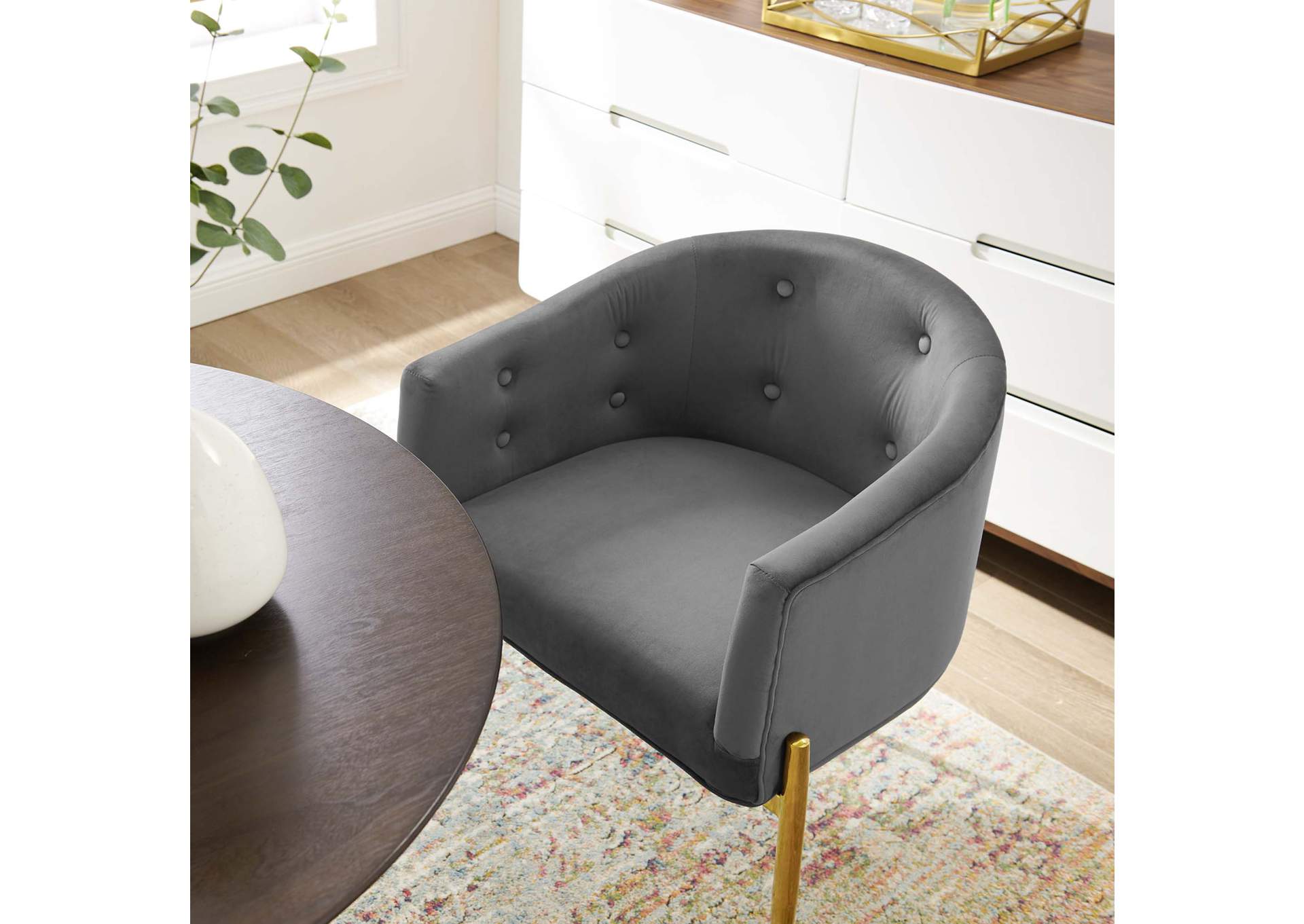 Gray Savour Tufted Performance Velvet Accent Chair,Modway