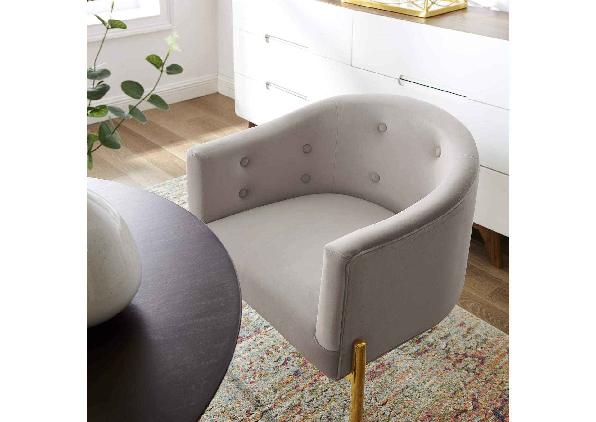 Light Gray Savour Tufted Performance Velvet Accent Chair,Modway