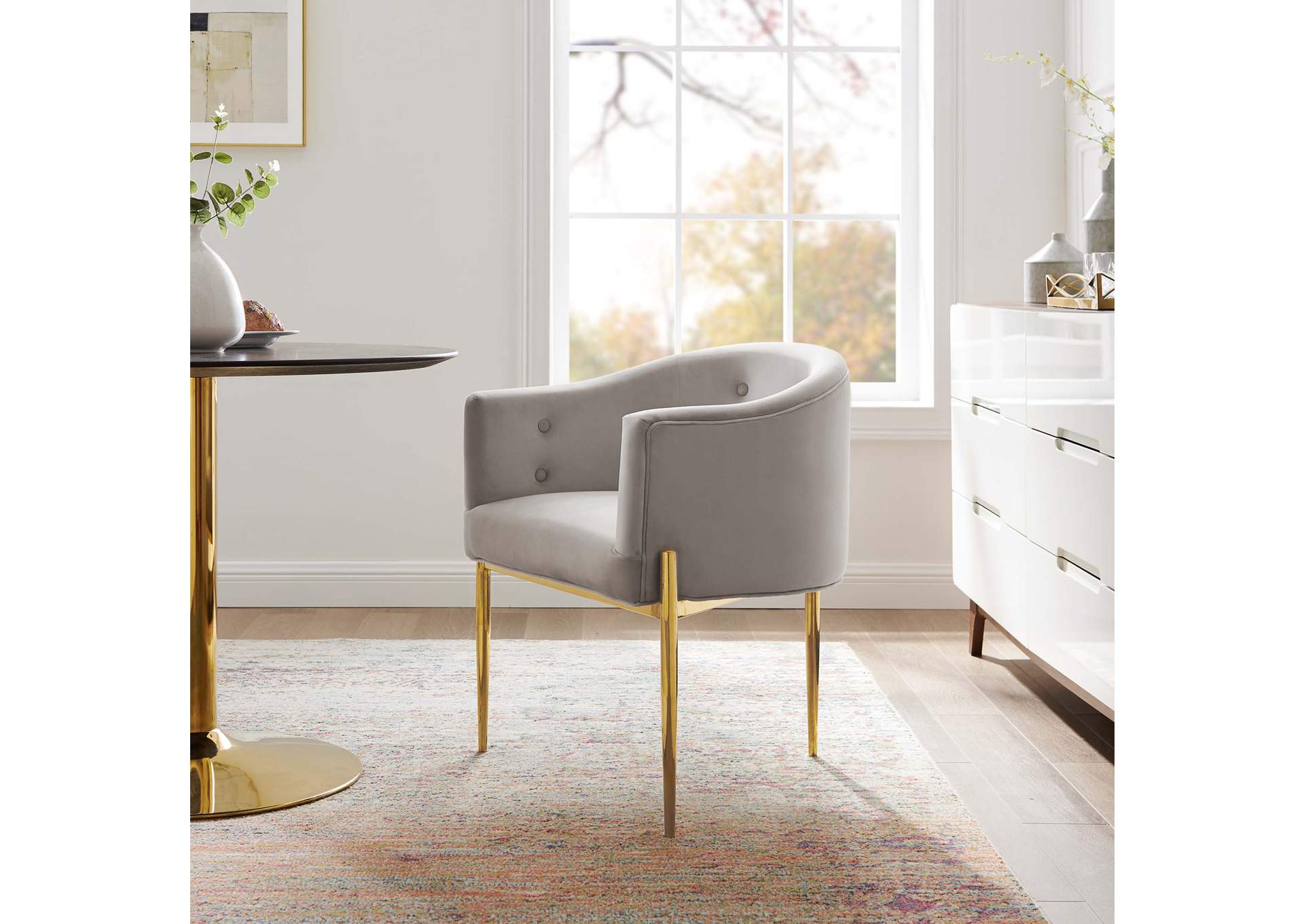 Light Gray Savour Tufted Performance Velvet Accent Chair,Modway