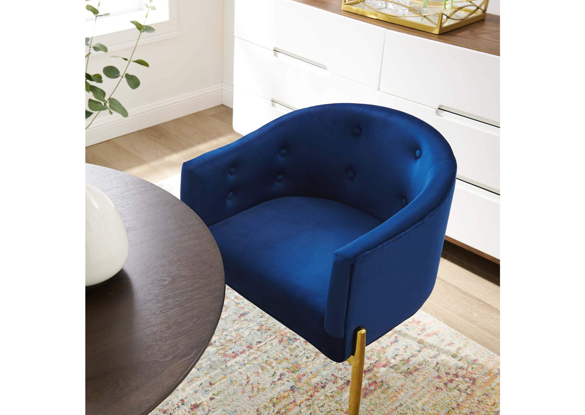 Navy Savour Tufted Performance Velvet Accent Chair,Modway