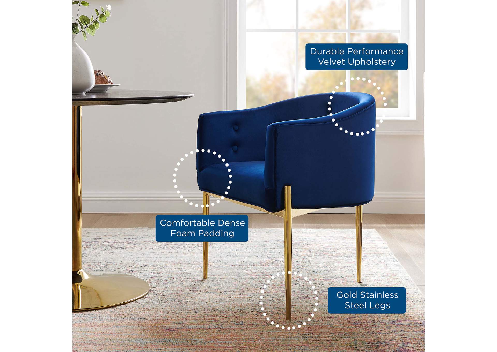 Navy Savour Tufted Performance Velvet Accent Chair,Modway