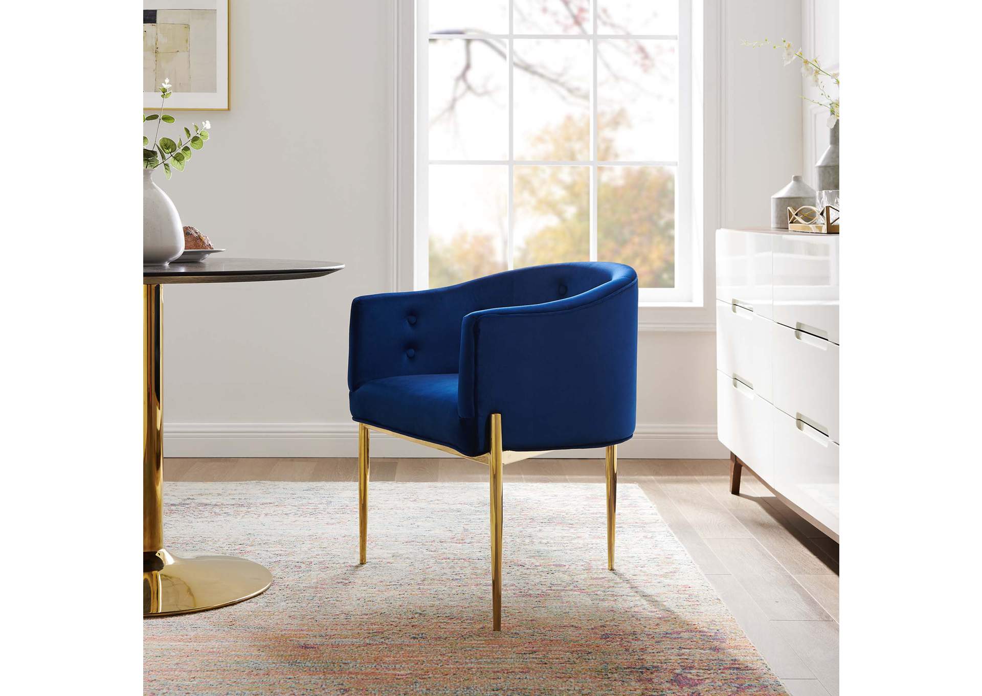 Navy Savour Tufted Performance Velvet Accent Chair,Modway