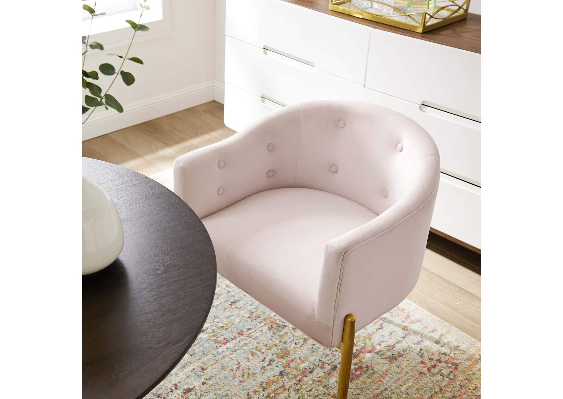 Pink Savour Tufted Performance Velvet Accent Chair,Modway