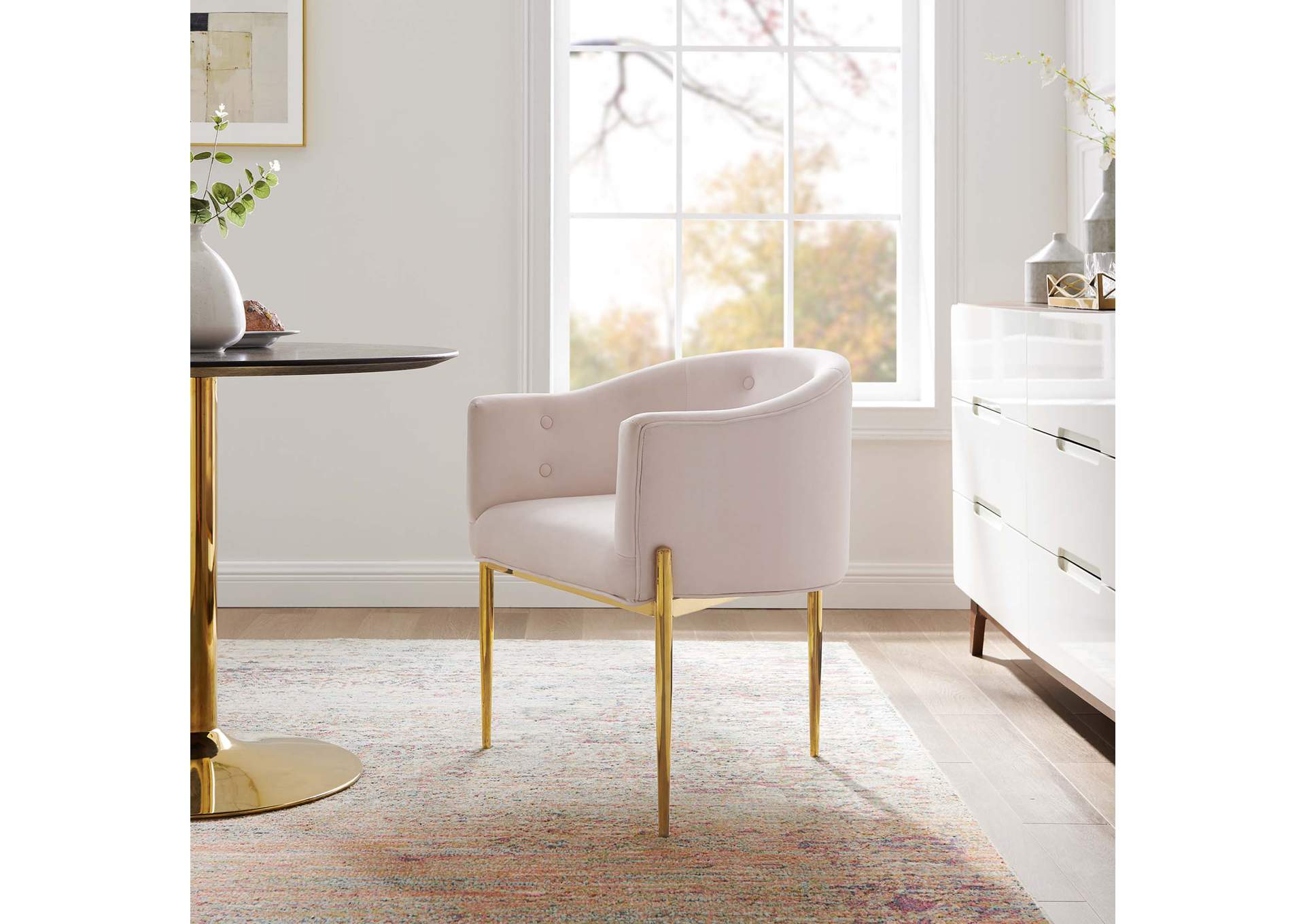 Pink Savour Tufted Performance Velvet Accent Chair,Modway