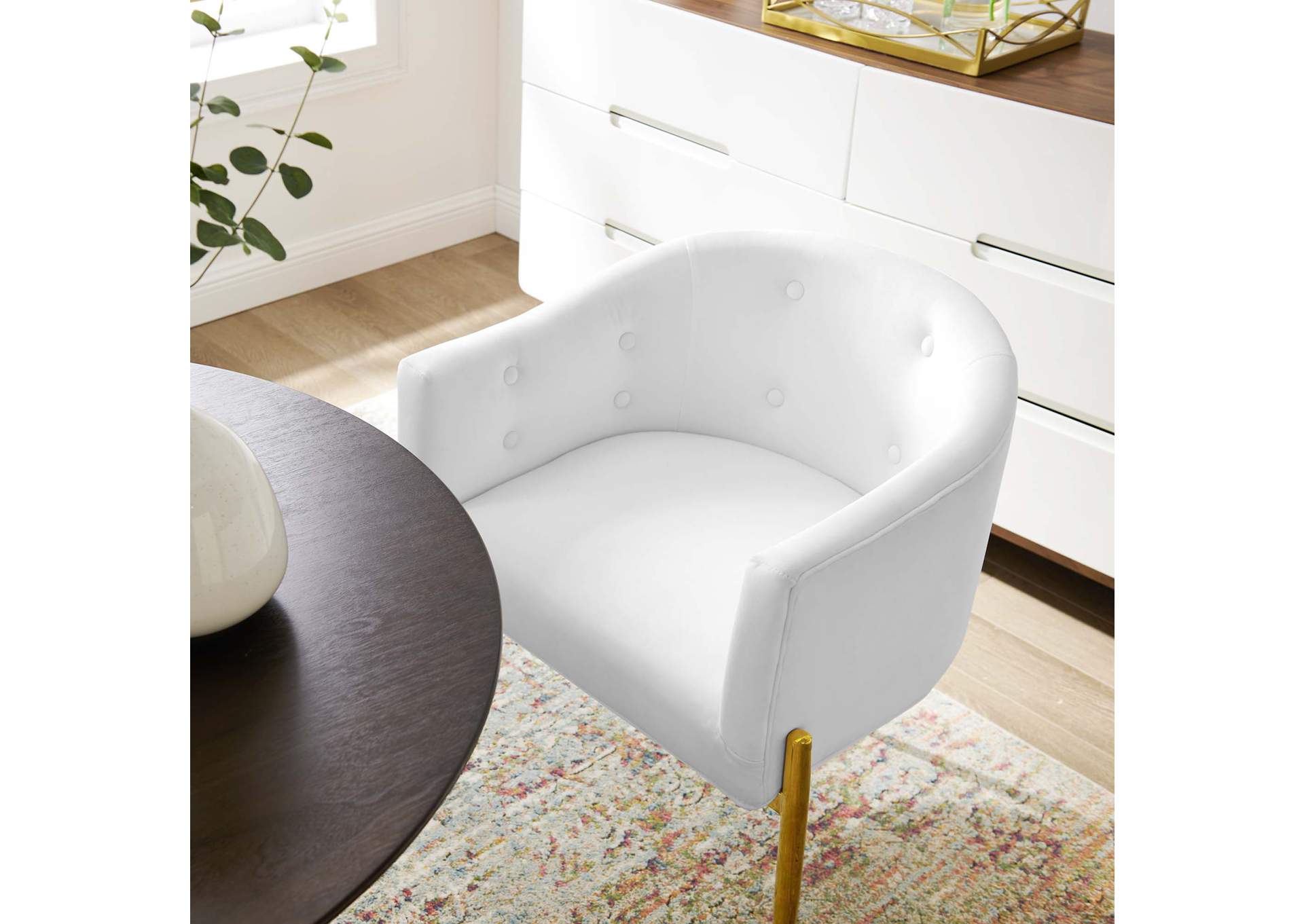 White Savour Tufted Performance Velvet Accent Chair,Modway