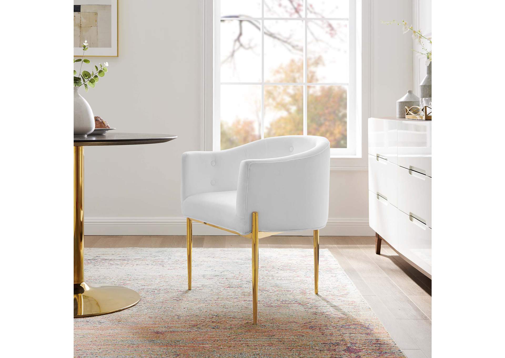White Savour Tufted Performance Velvet Accent Chair,Modway