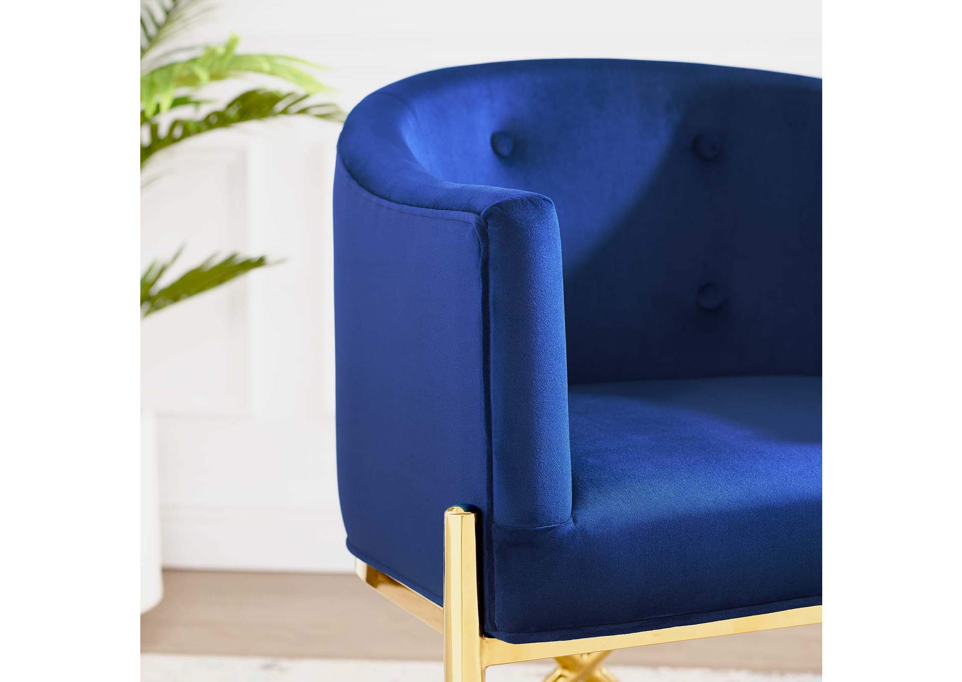 Navy Savour Tufted Performance Velvet Accent Arm Dining Chair,Modway
