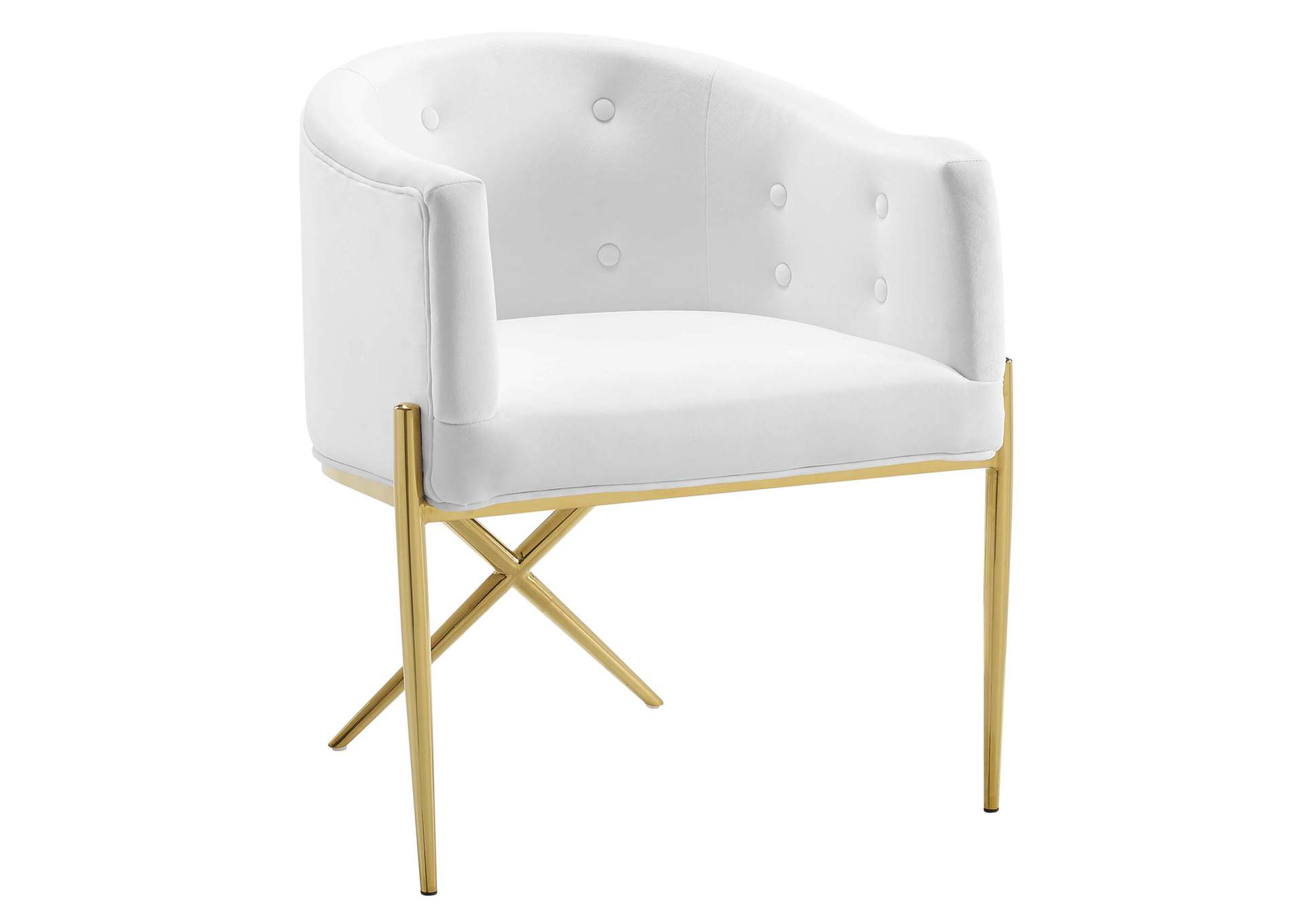 White Savour Tufted Performance Velvet Accent Arm Dining Chair,Modway
