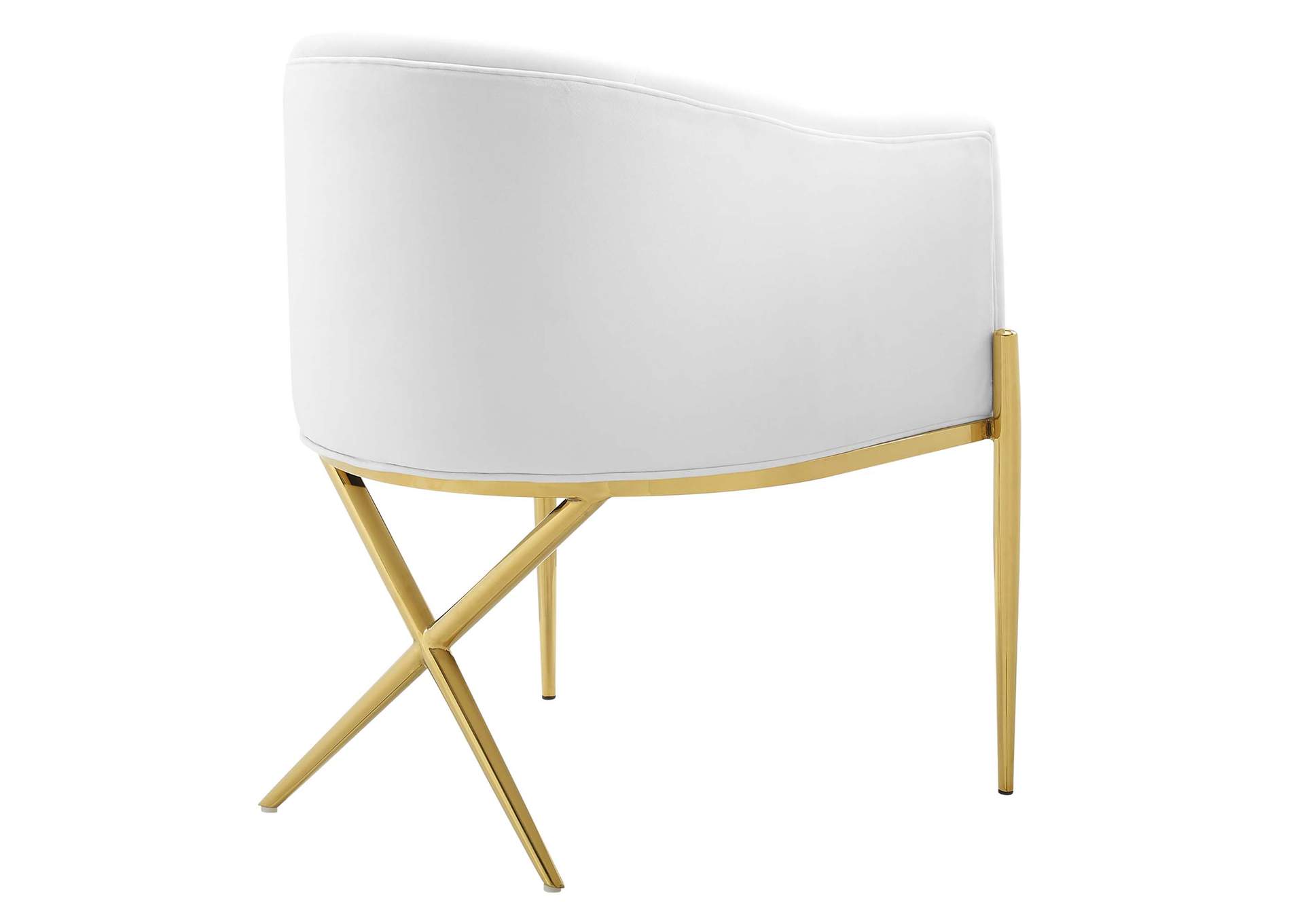 White Savour Tufted Performance Velvet Accent Arm Dining Chair,Modway