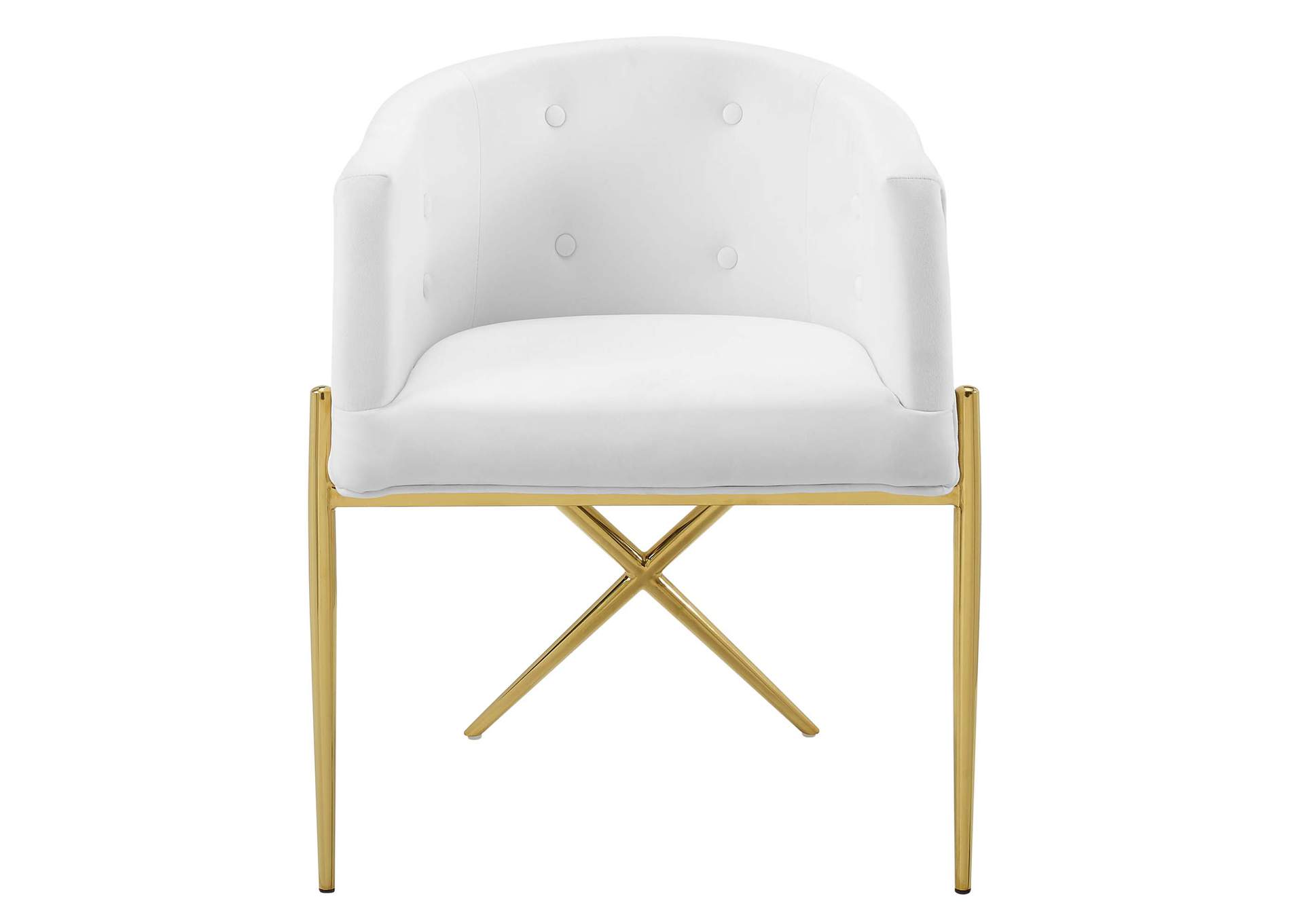 White Savour Tufted Performance Velvet Accent Arm Dining Chair,Modway