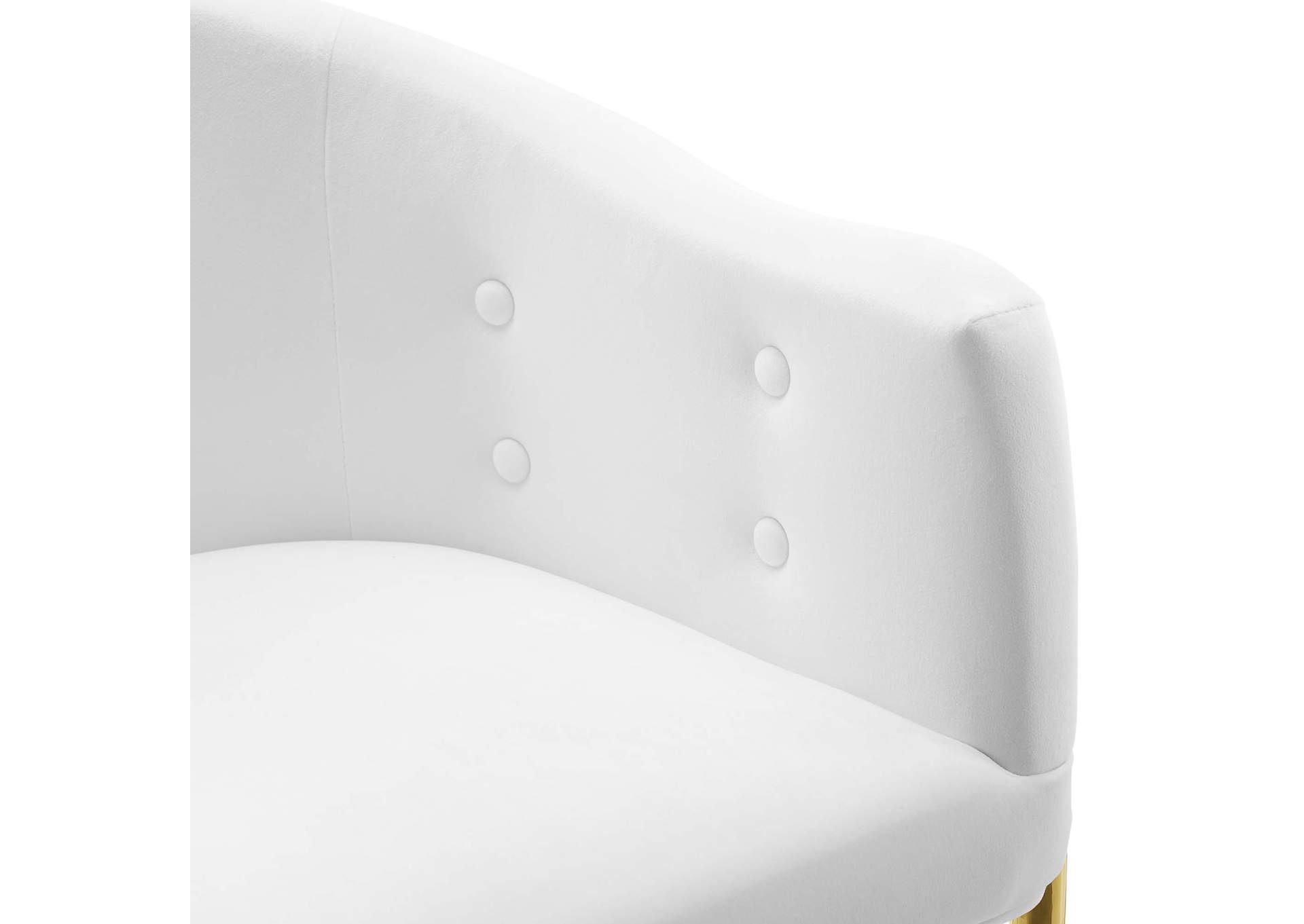 White Savour Tufted Performance Velvet Accent Arm Dining Chair,Modway